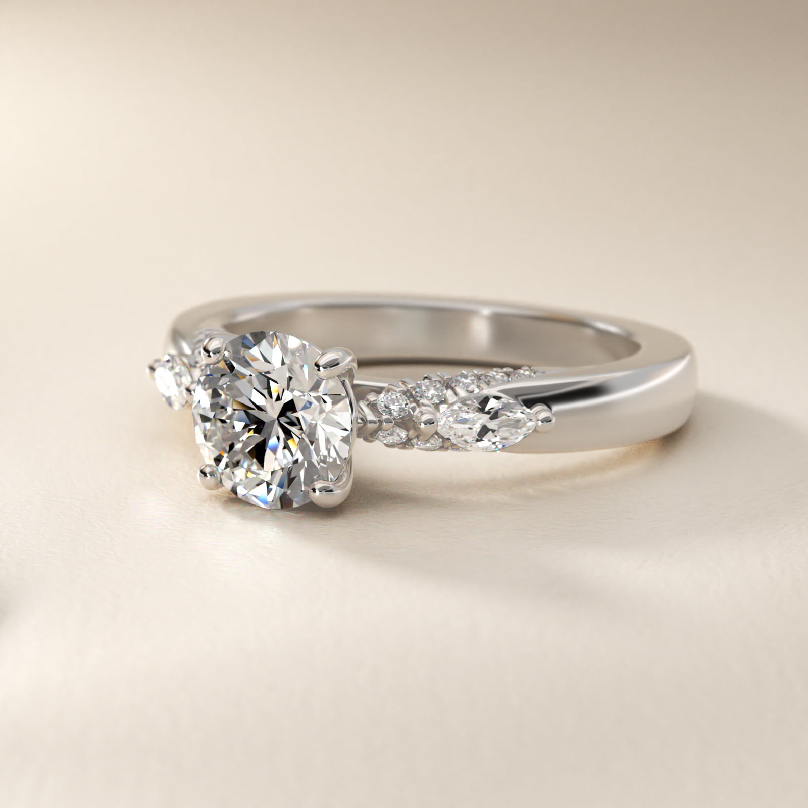 Diamond Marquise Shoulder Engagement Ring in Platinum (1/4 ct. tw.)
