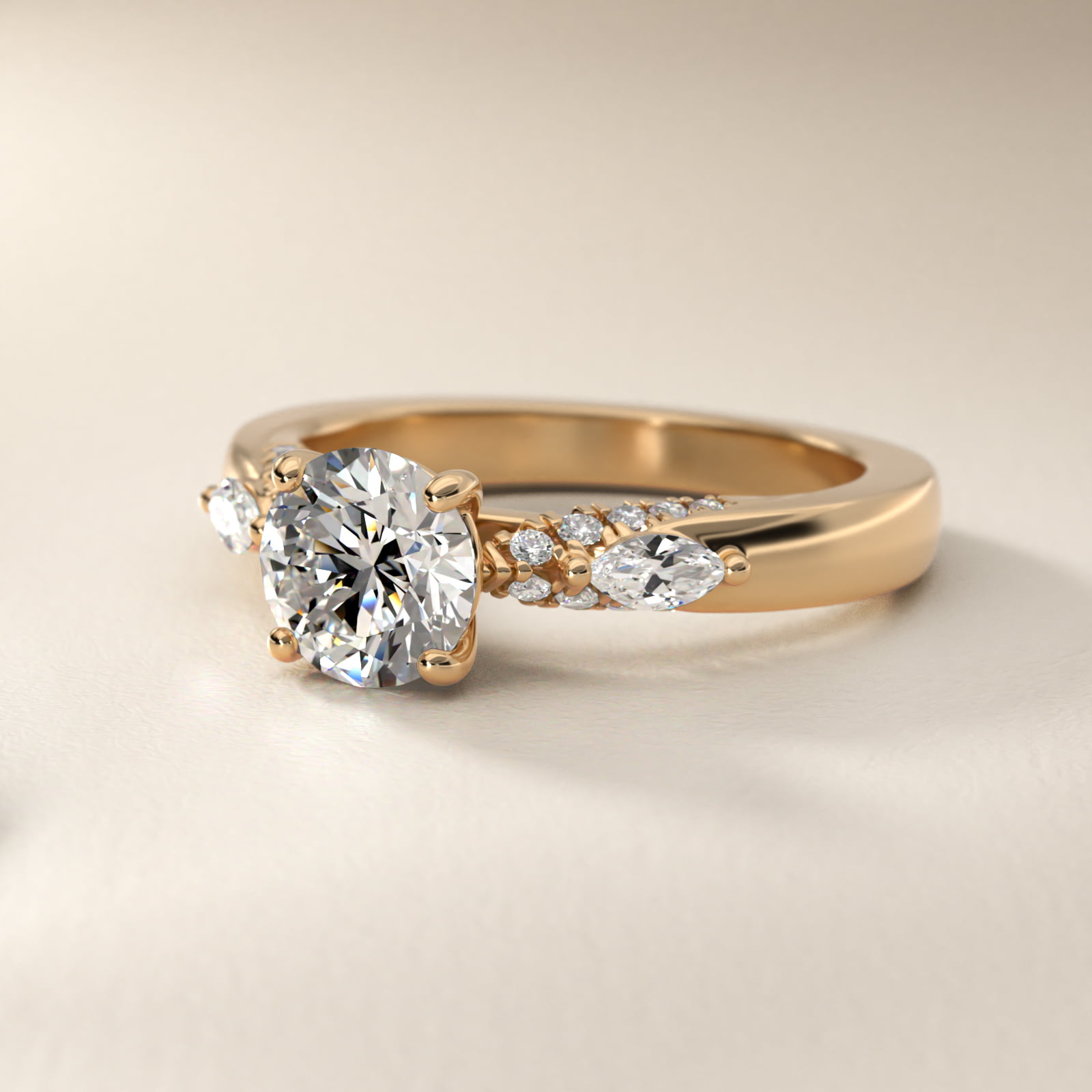 Diamond Marquise Shoulder Engagement Ring in 18k Yellow Gold (1/4 ct. tw.)