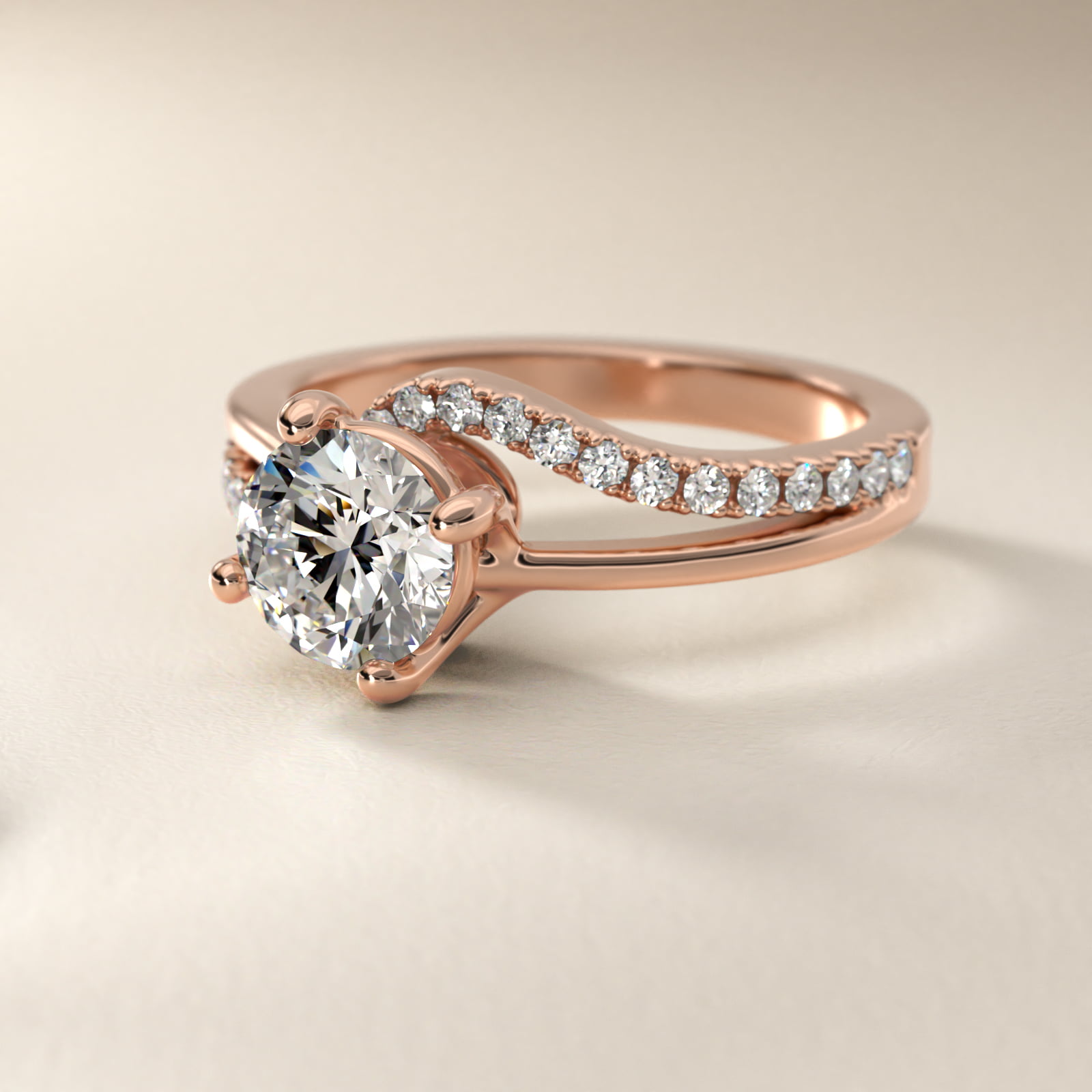 Spiral Pavé Engagement Ring in 14k Rose Gold (1/5 ct. tw.)