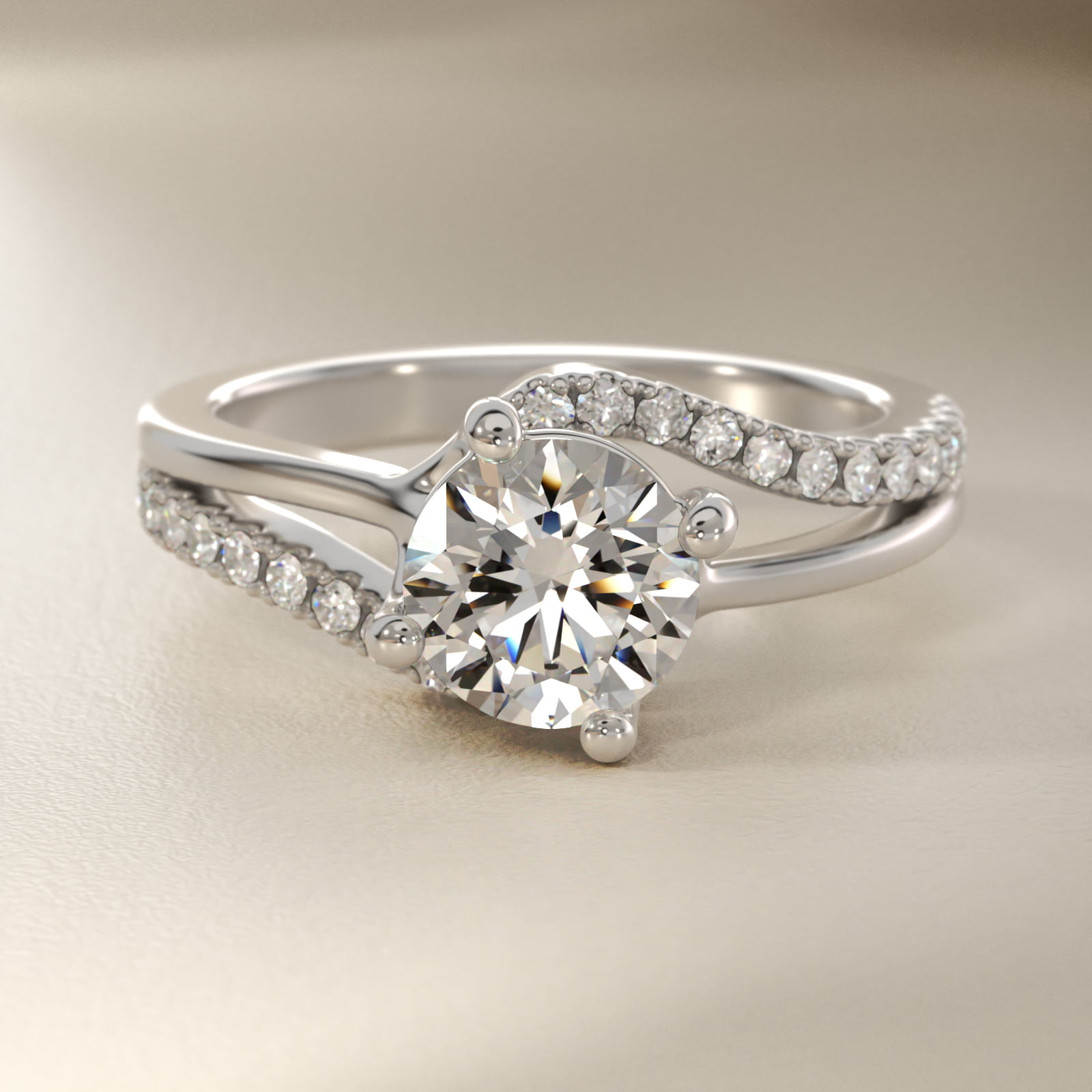 Spiral Pavé Engagement Ring in 14k White Gold (1/5 ct. tw.)