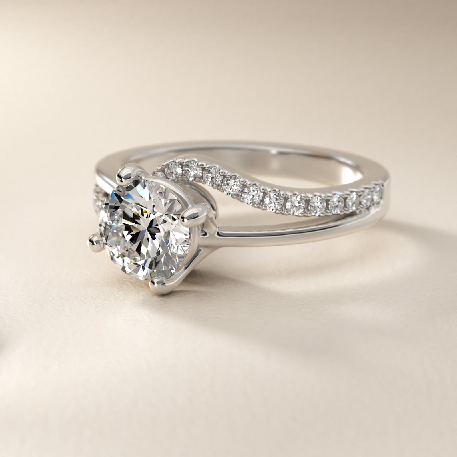 Spiral Pavé Engagement Ring in Platinum (1/5 ct. tw.)