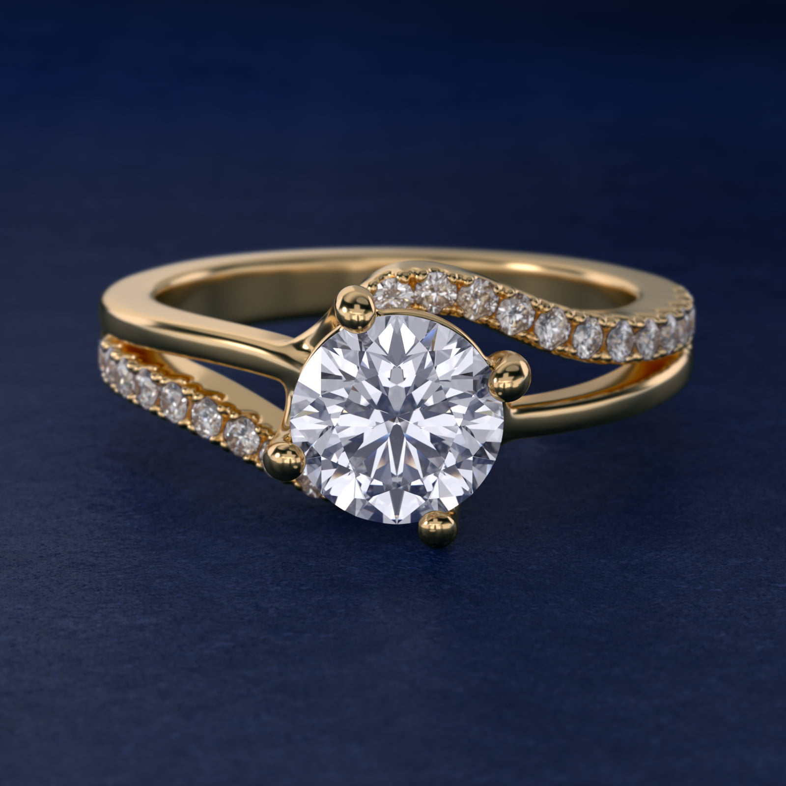 Spiral Pavé Engagement Ring in 18k Yellow Gold (1/5 ct. tw.)