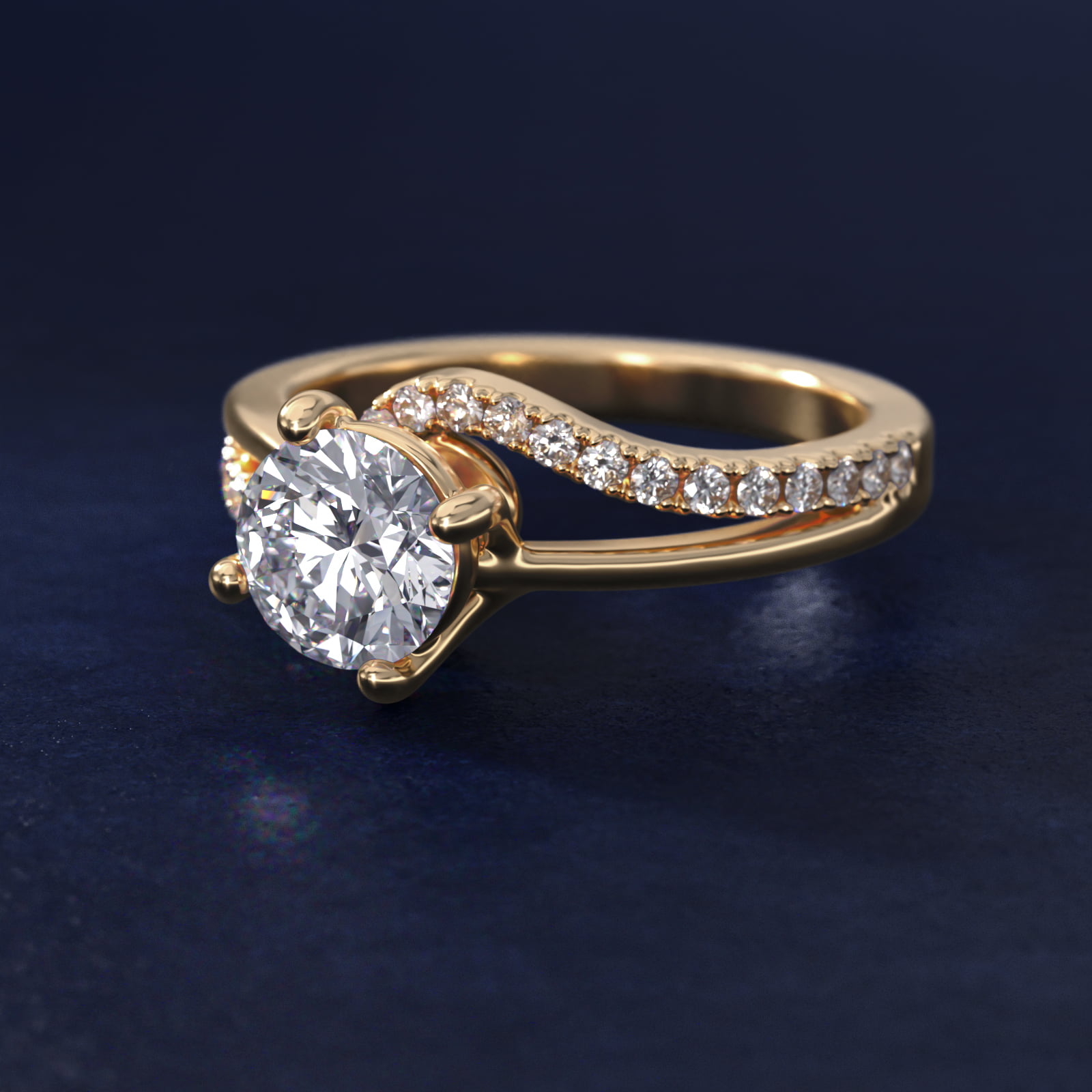 Spiral Pavé Engagement Ring in 14k Yellow Gold (1/5 ct. tw.)