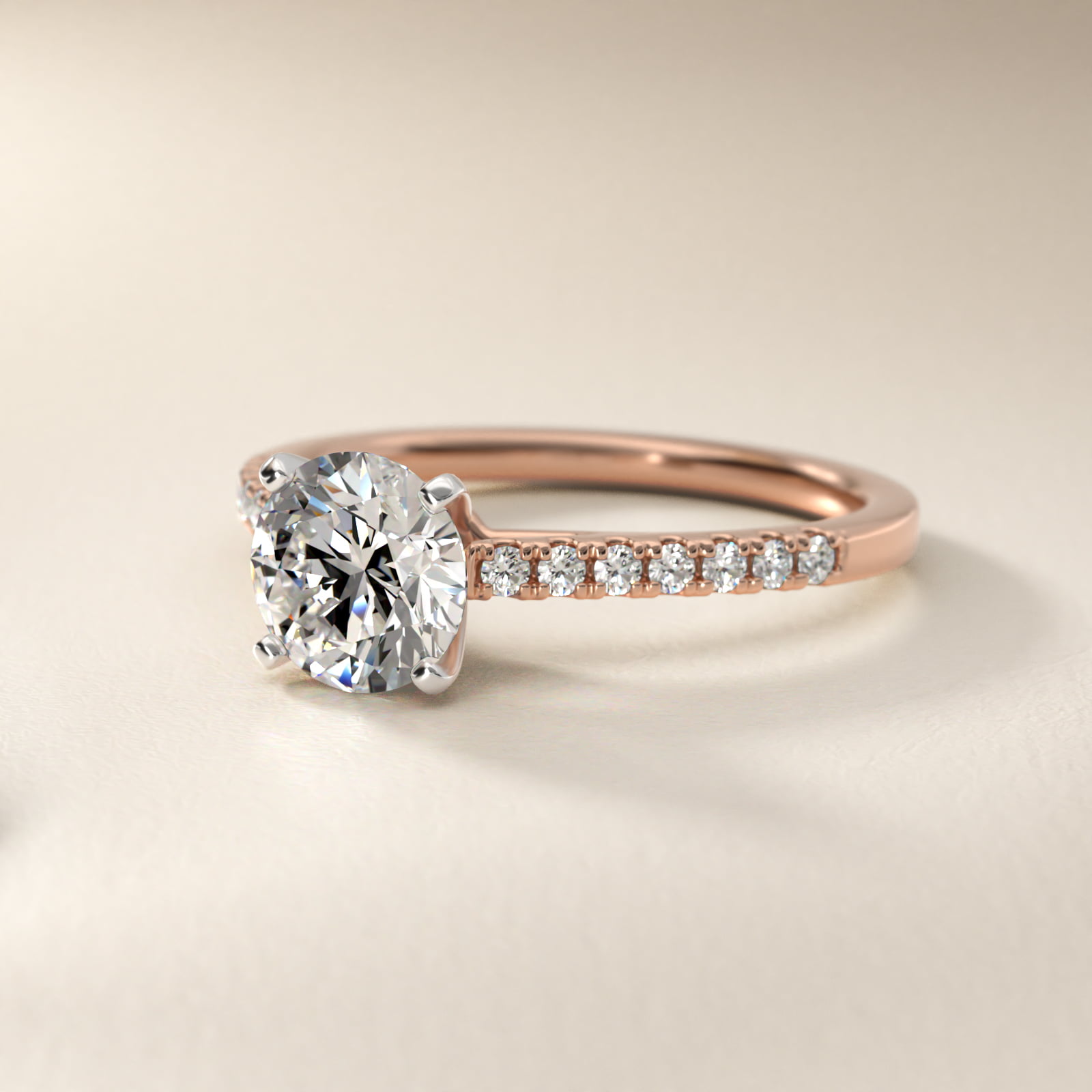 Petite Cathedral Pavé Diamond Engagement Ring in 14k Rose Gold (1/6 ct. tw.)