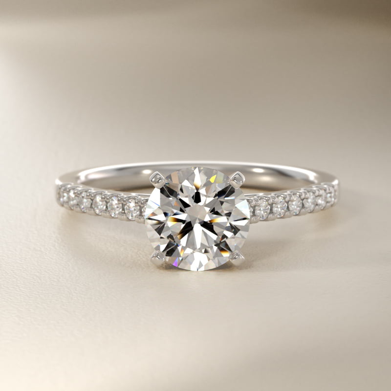 Petite Cathedral Pavé Diamond Engagement Ring in Platinum (1/6 ct. tw.)