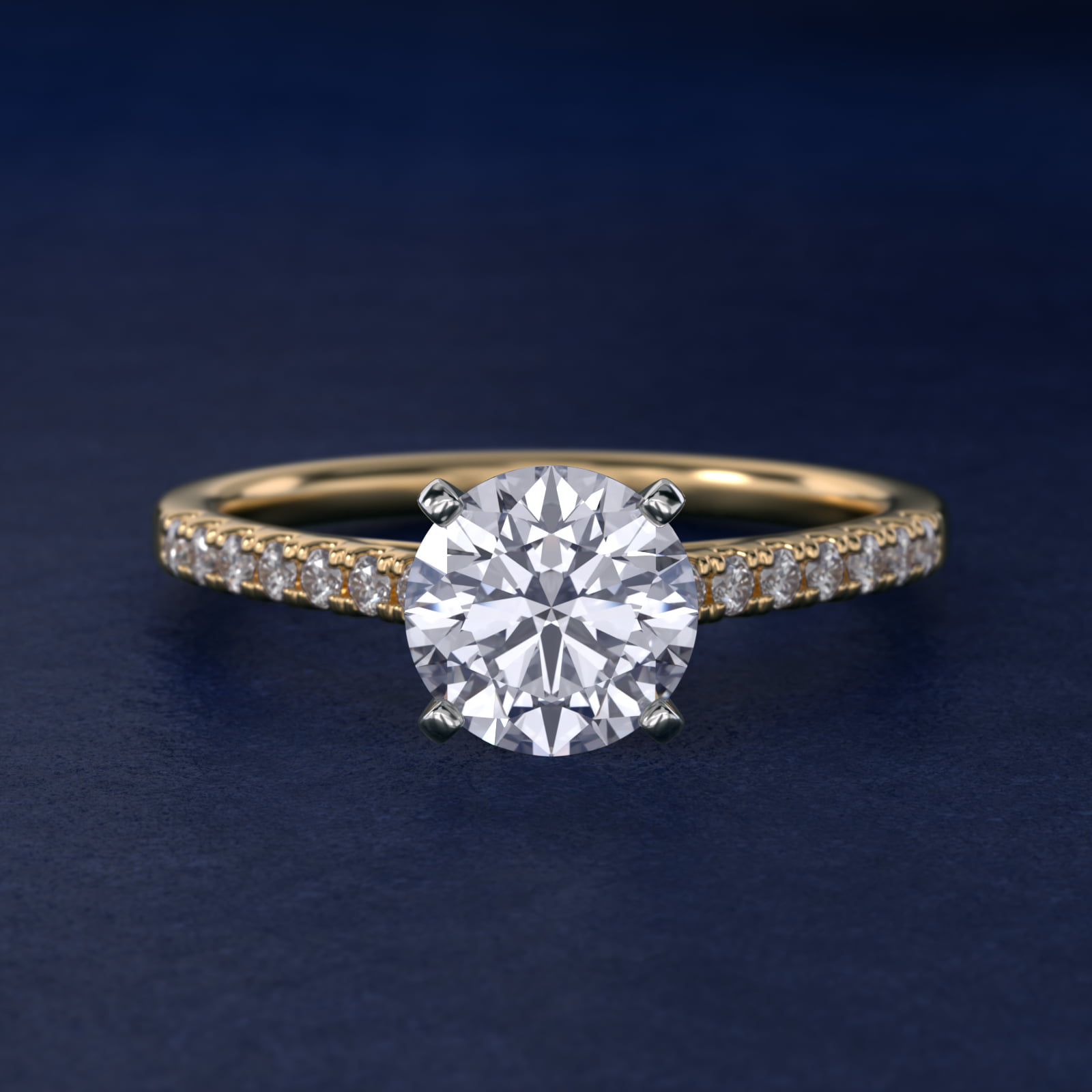 Petite Cathedral Pavé Diamond Engagement Ring in 18k Yellow Gold (1/6 ct. tw.)