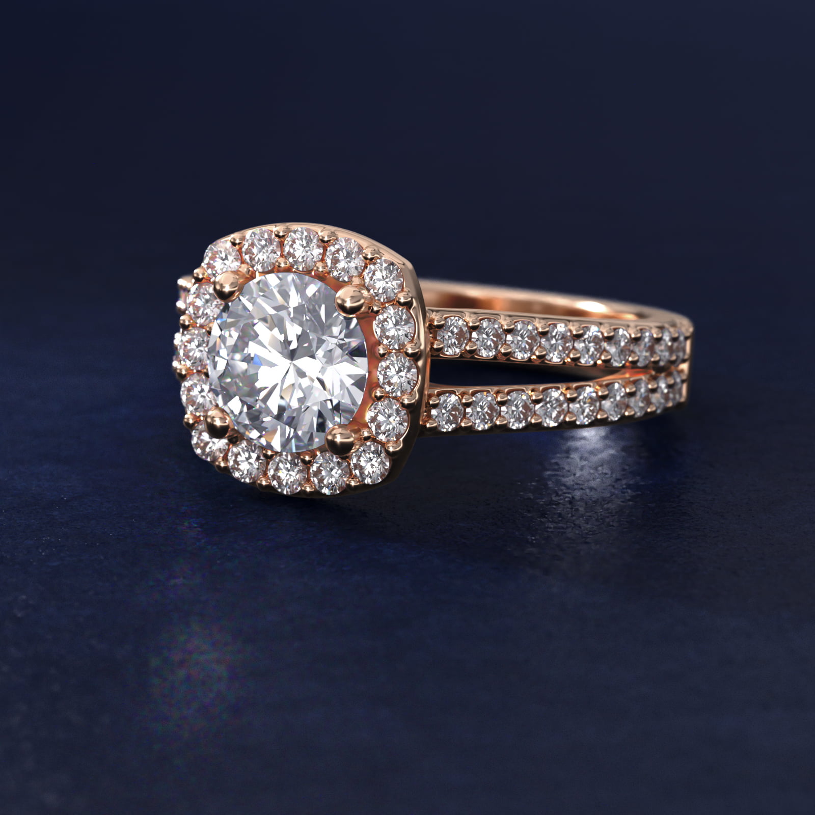 Split Shank Halo Diamond Engagement Ring in 14k Rose Gold (3/8 ct. tw.)