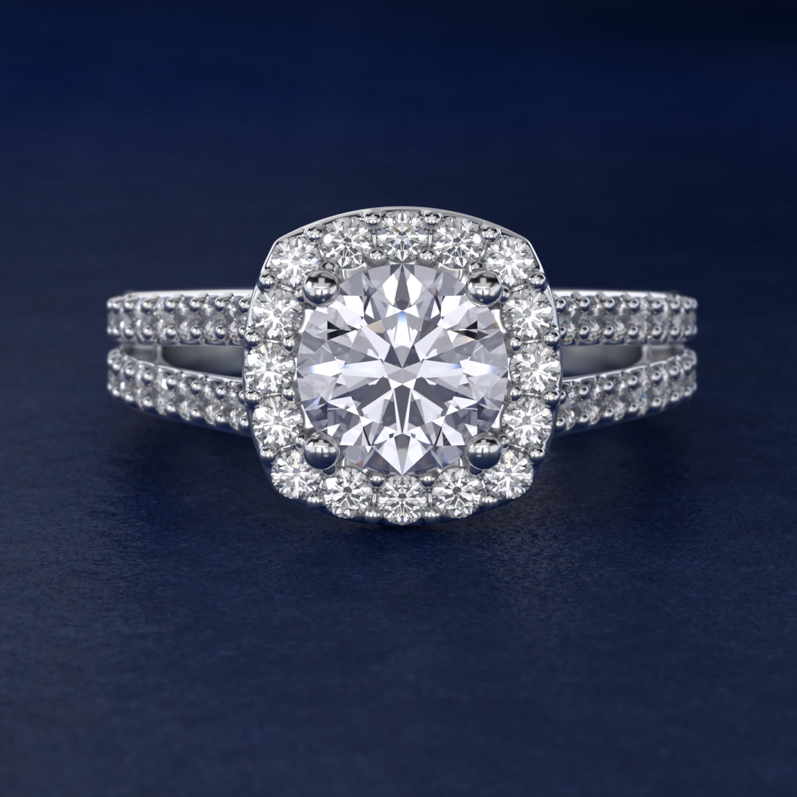 Split Shank Halo Diamond Engagement Ring in Platinum (3/8 ct. tw.)