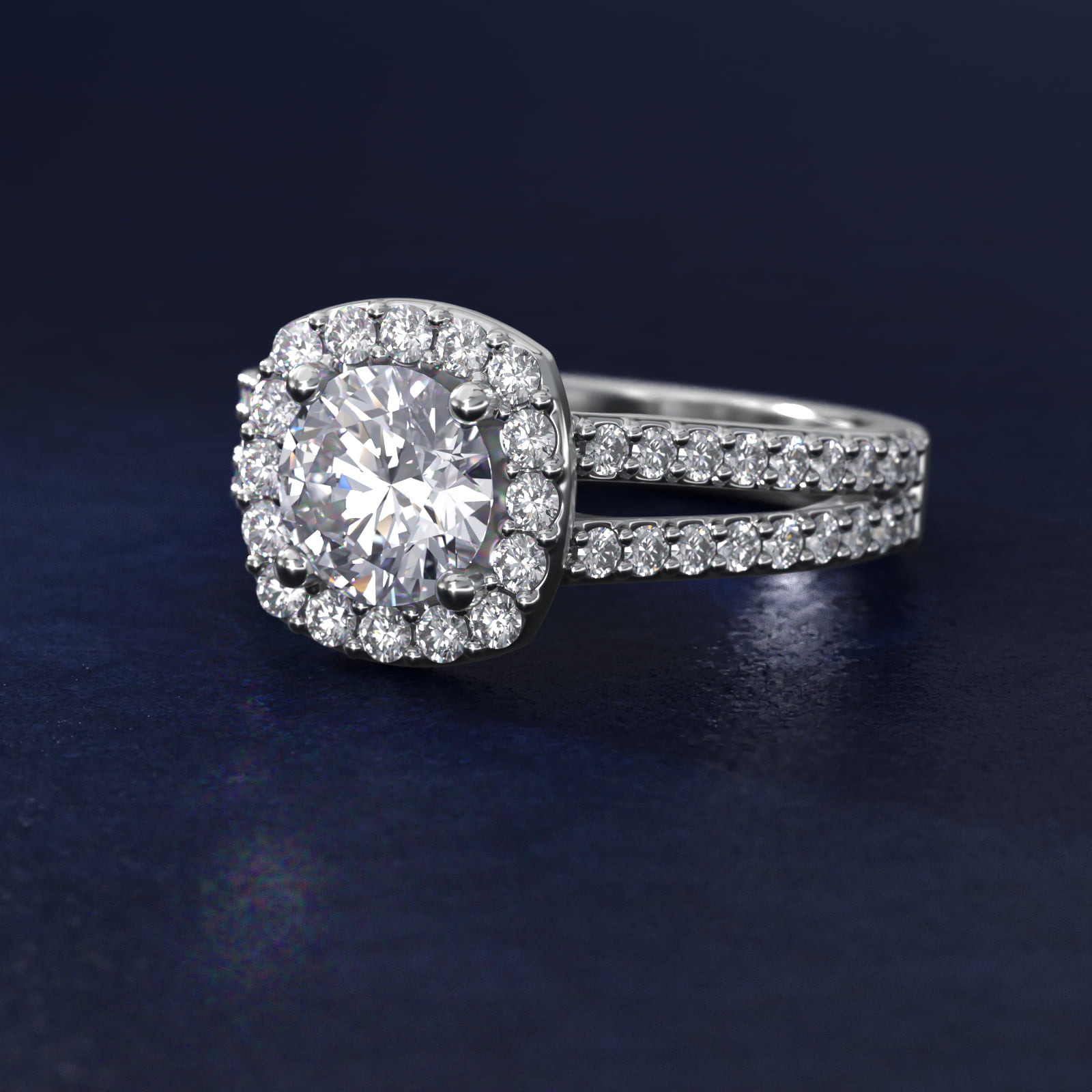 Split Shank Halo Diamond Engagement Ring in 14k White Gold (3/8 ct. tw.)