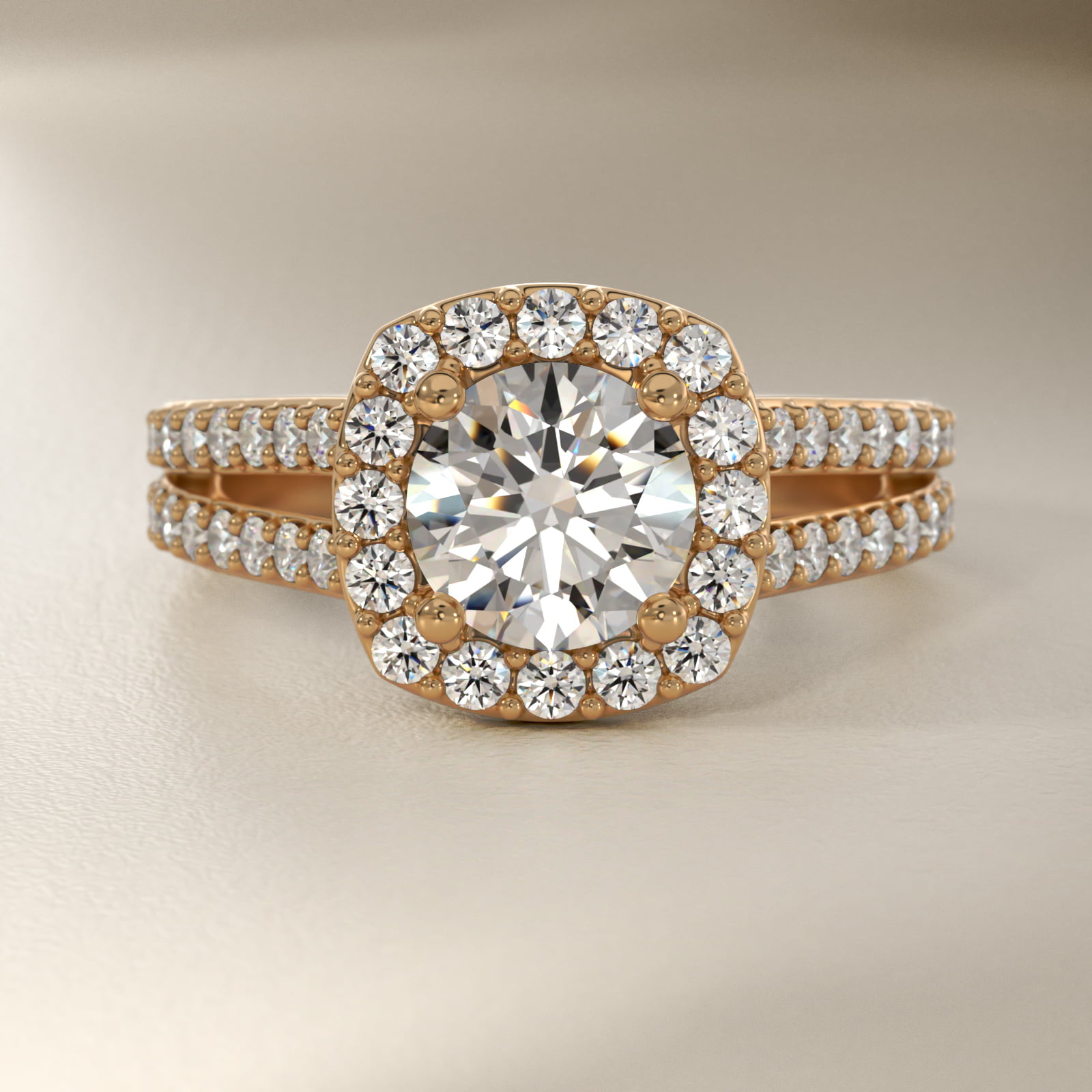 Split Shank Halo Diamond Engagement Ring in 14K Yellow Gold (3/8 ct. tw.)