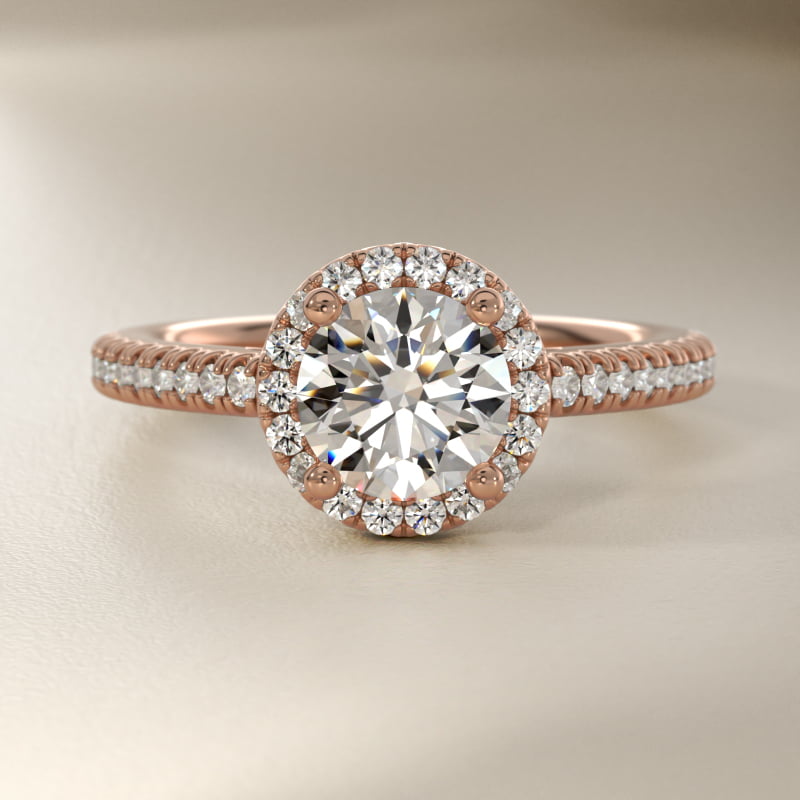 Classic Halo Diamond Engagement Ring in 14k Rose Gold