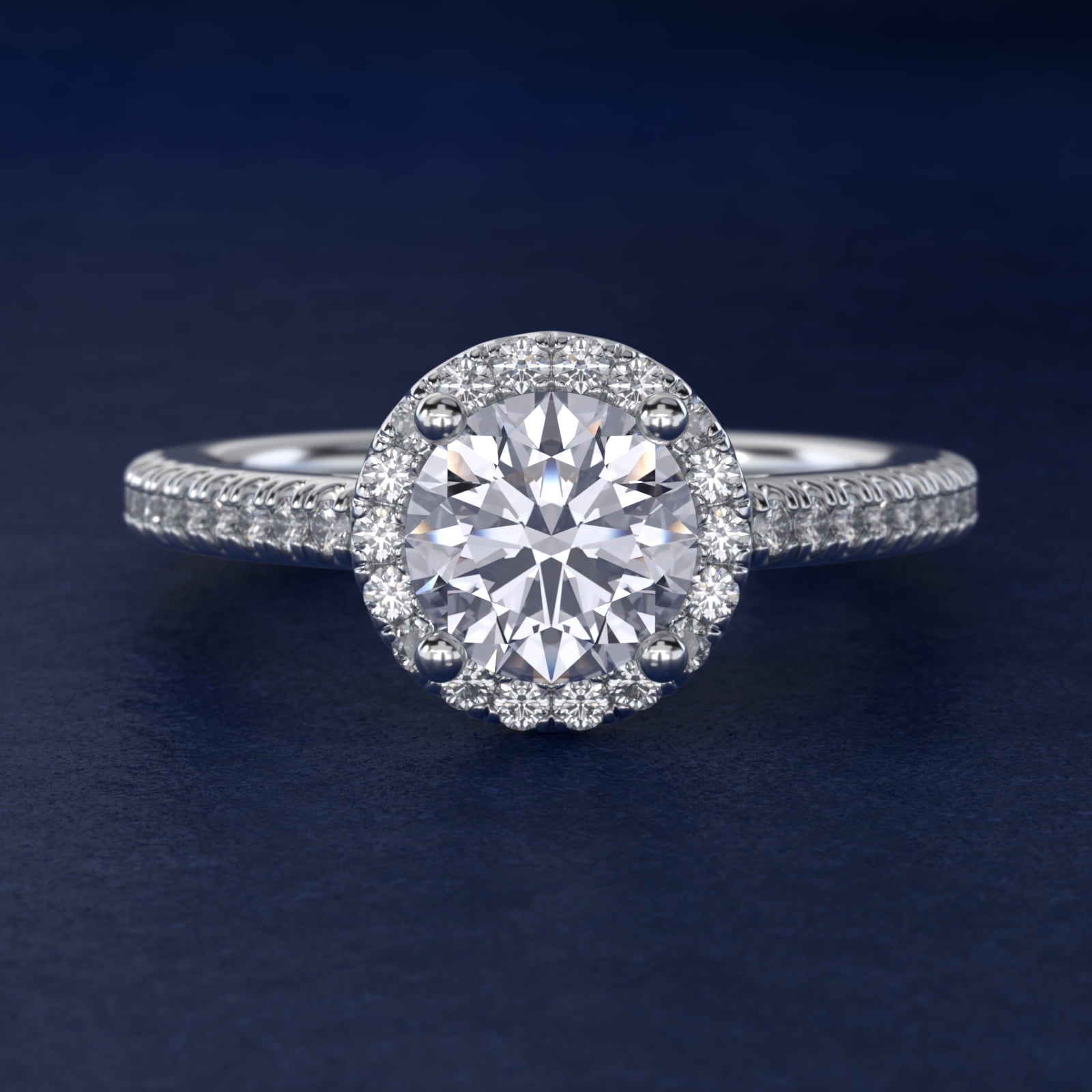 Classic Halo Diamond Engagement Ring in 14k White Gold