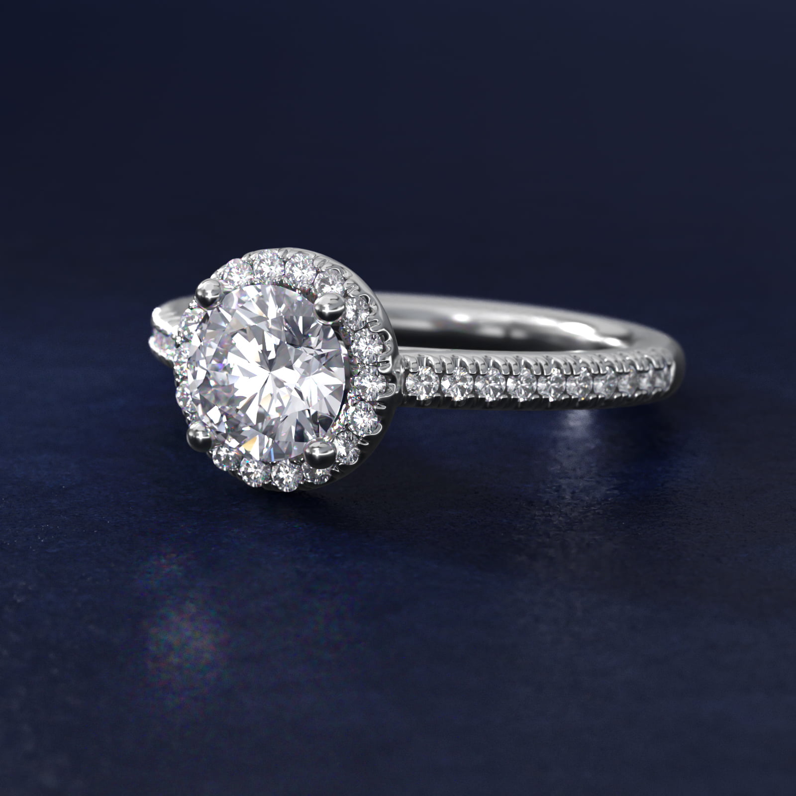 Classic Halo Diamond Engagement Ring in Platinum