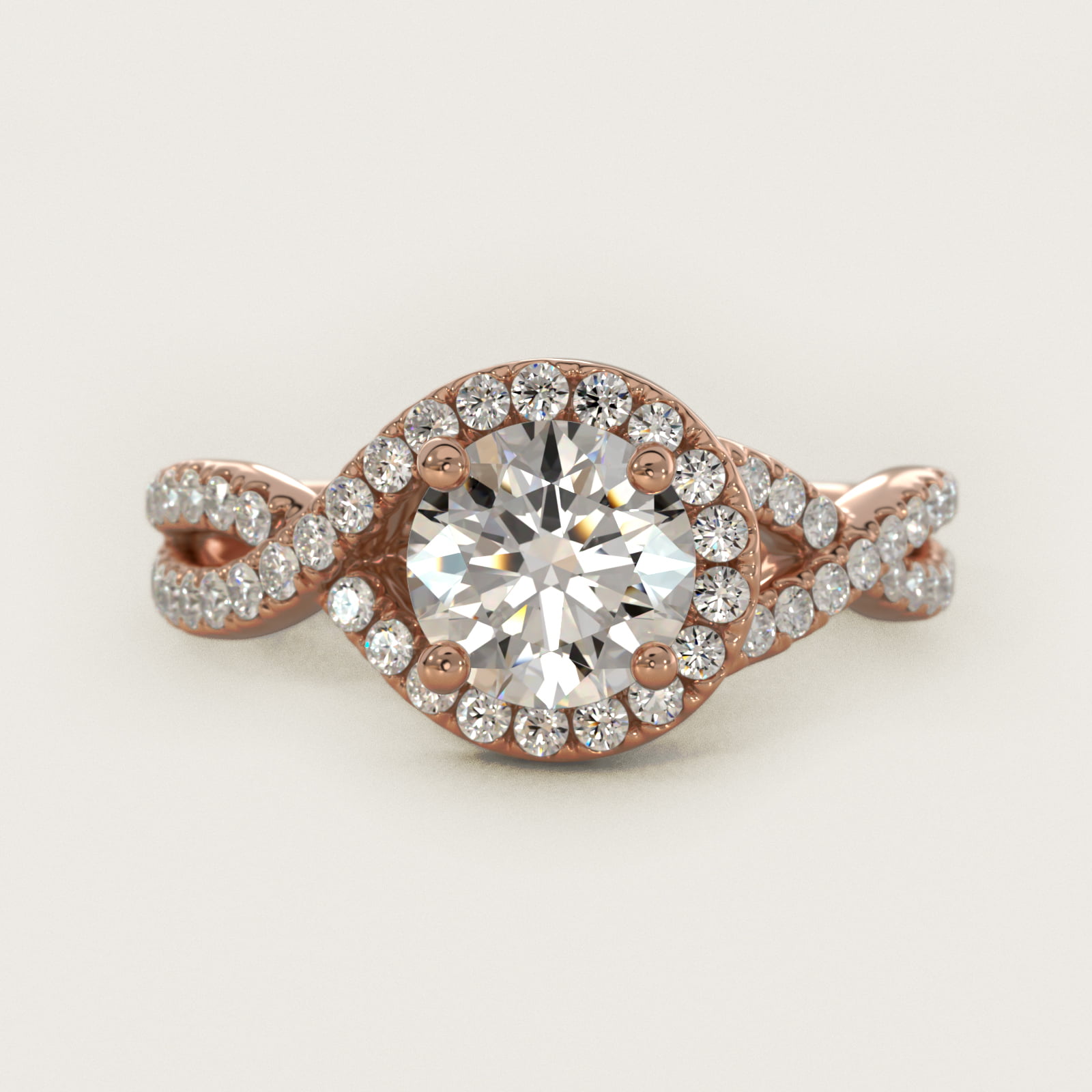 Twisted Halo Diamond Engagement Ring in 14k Rose Gold (1/3 ct tw.)