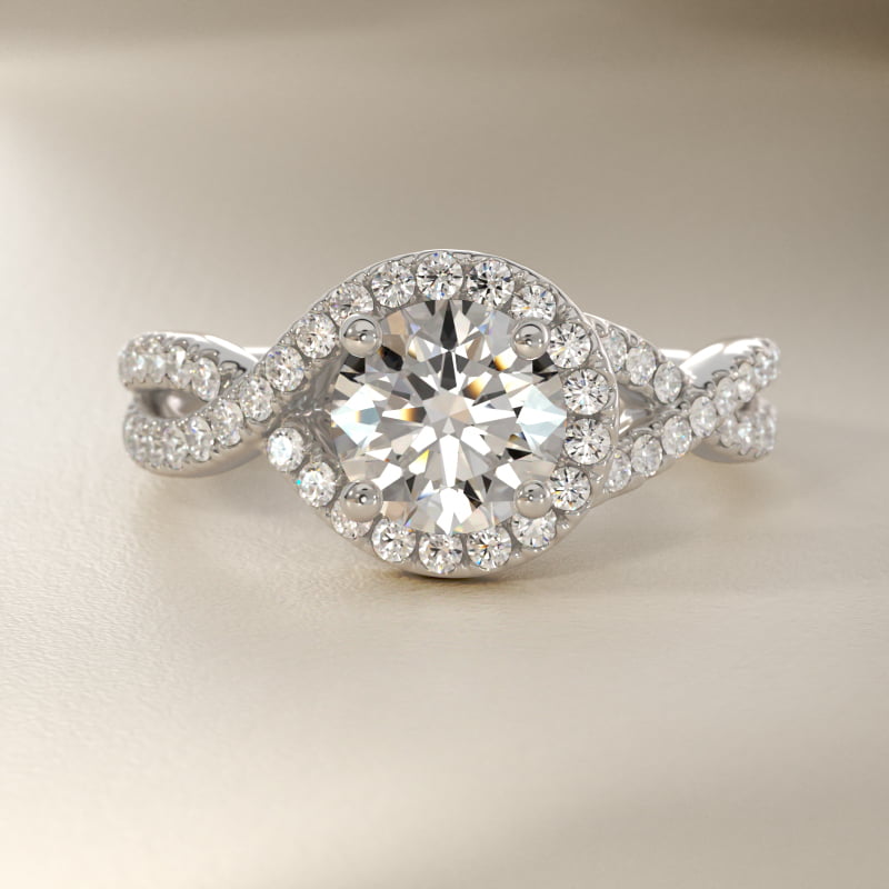 Twisted Halo Diamond Engagement Ring in 14k White Gold (1/3 ct. tw.)