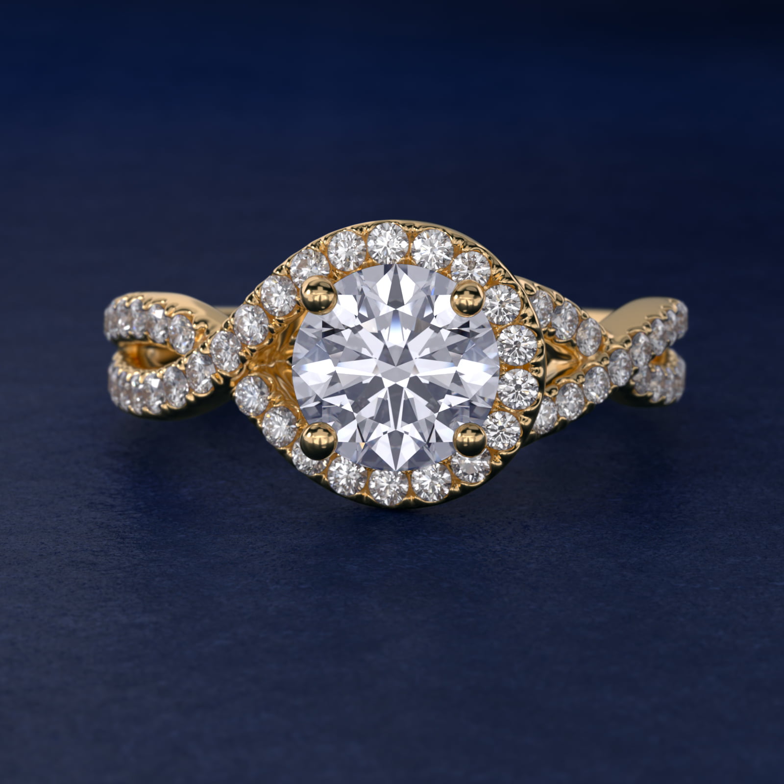 Twisted Halo Diamond Engagement Ring in 14k Yellow Gold (1/3 ct tw.)