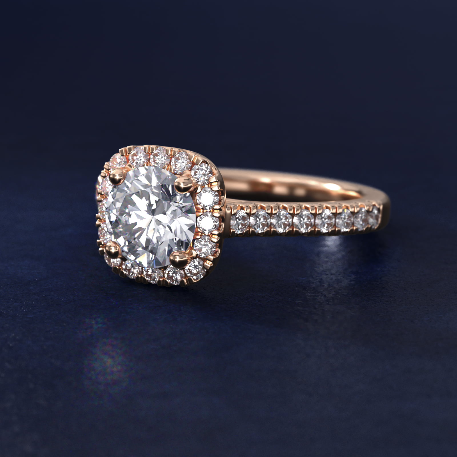 Cushion Halo Diamond Engagement Ring in 14k Rose Gold (1/3 ct. tw.)