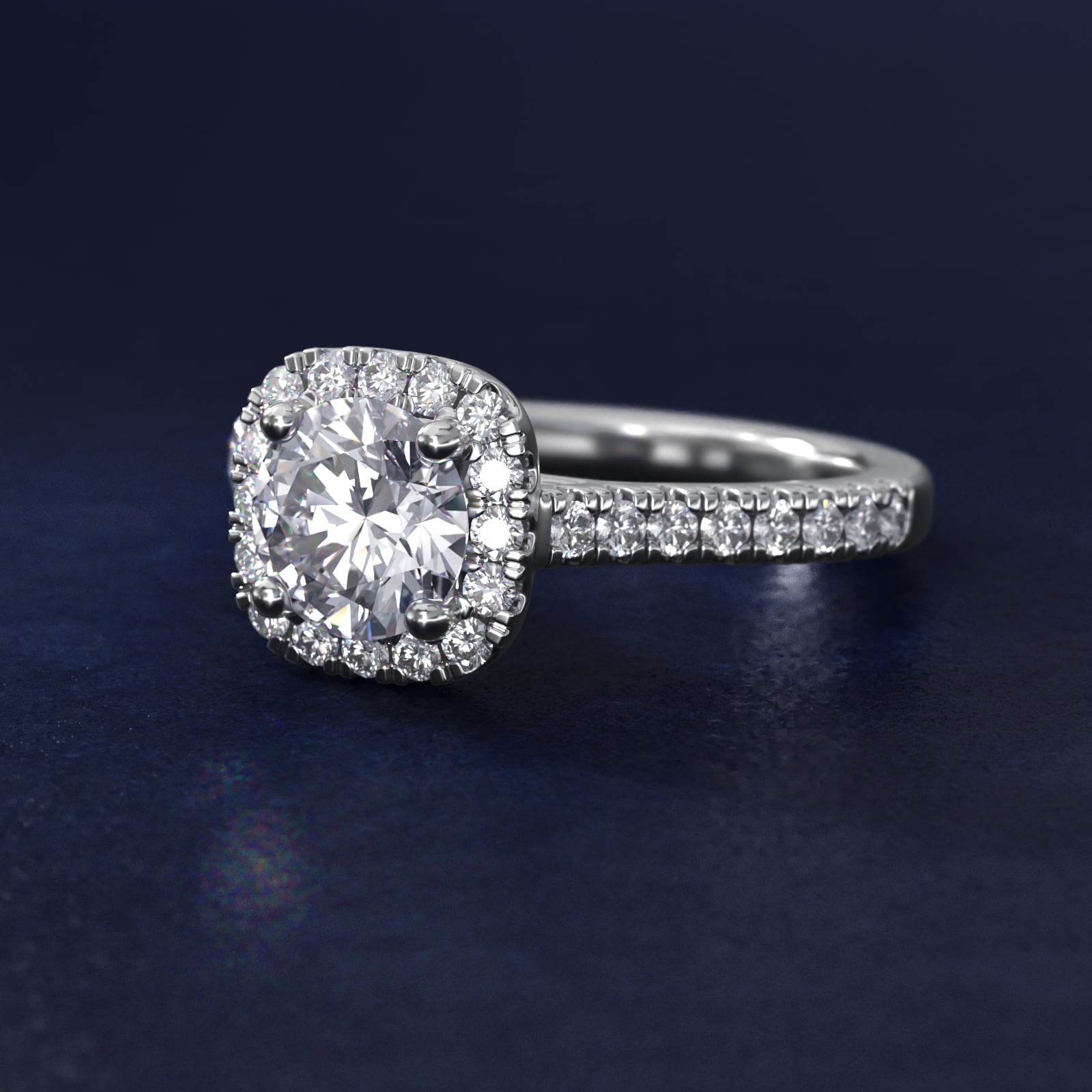 Cushion Halo Diamond Engagement Ring in 18k White Gold (1/3 ct. tw.)