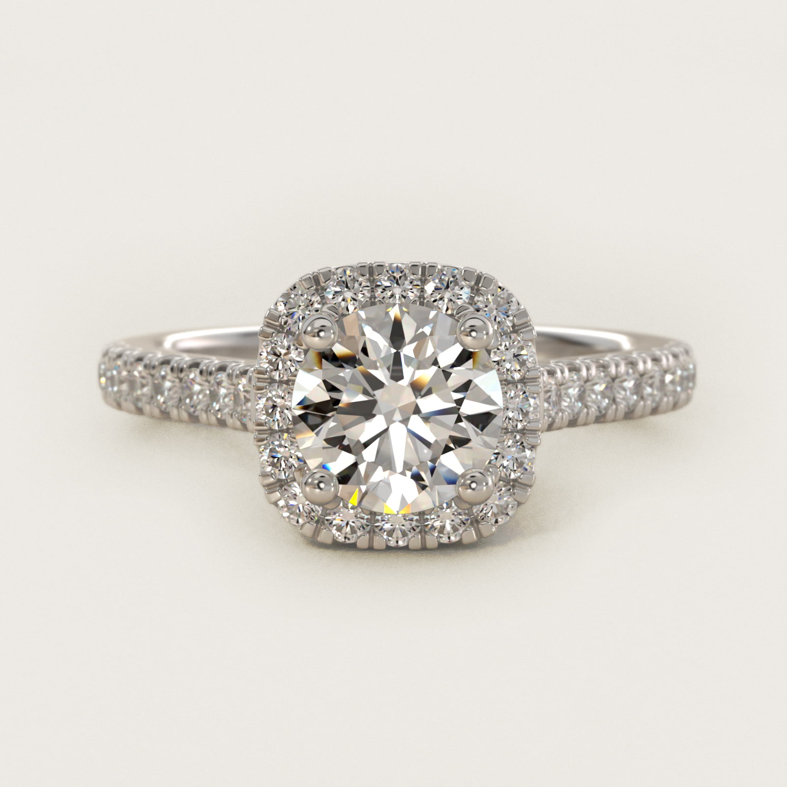 Platinum Cushion Halo Ring