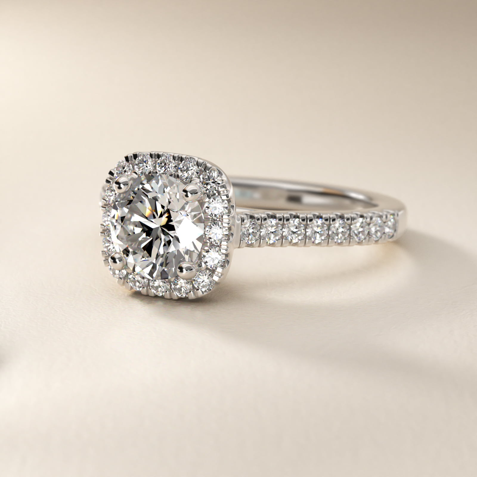 Cushion Halo Diamond Engagement Ring in 14k White Gold (1/3 ct. tw.)