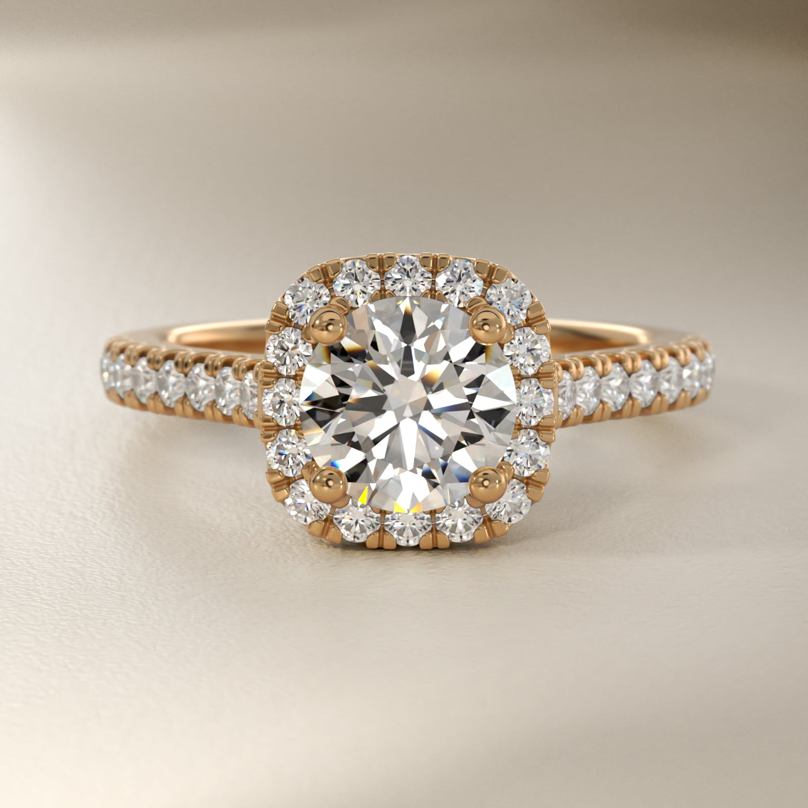 Cushion Halo Diamond Engagement Ring in 14K Yellow Gold (1/3 ct. tw.)