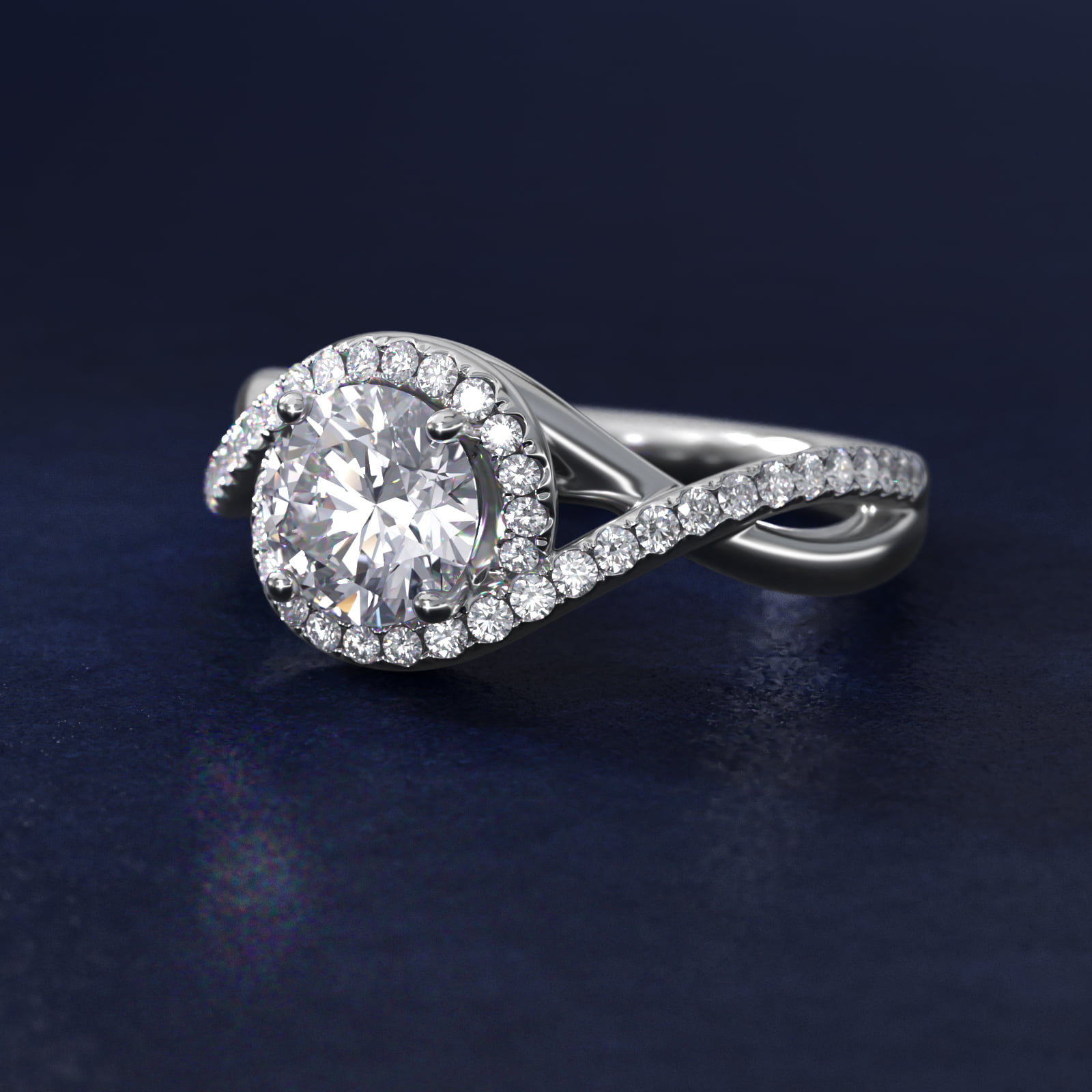 Petite Twisted Halo Diamond Engagement Ring in 14k White Gold (1/4 ct. tw.)