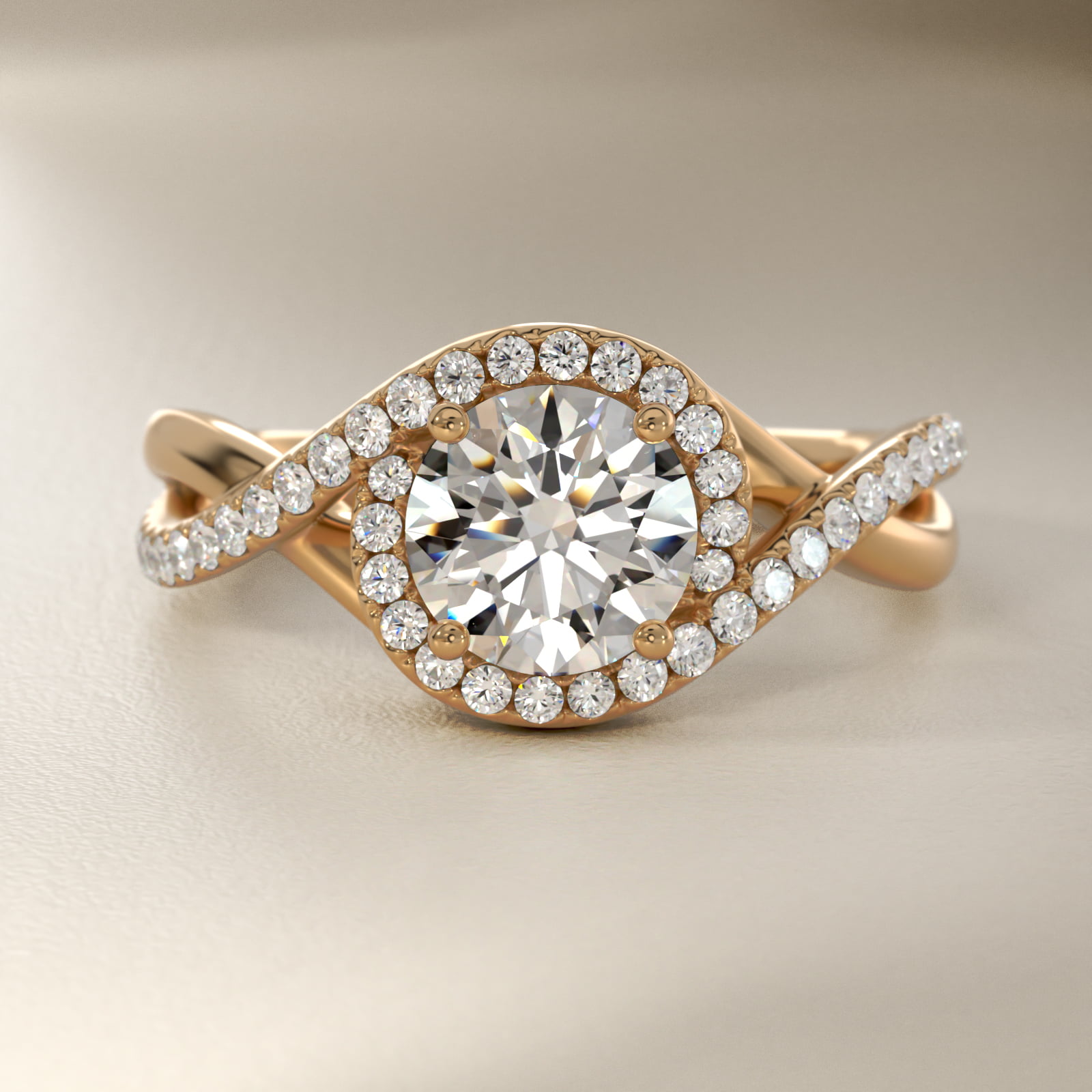 Petite Twisted Halo Diamond Engagement Ring in 14K Yellow Gold (1/4 ct. tw.)