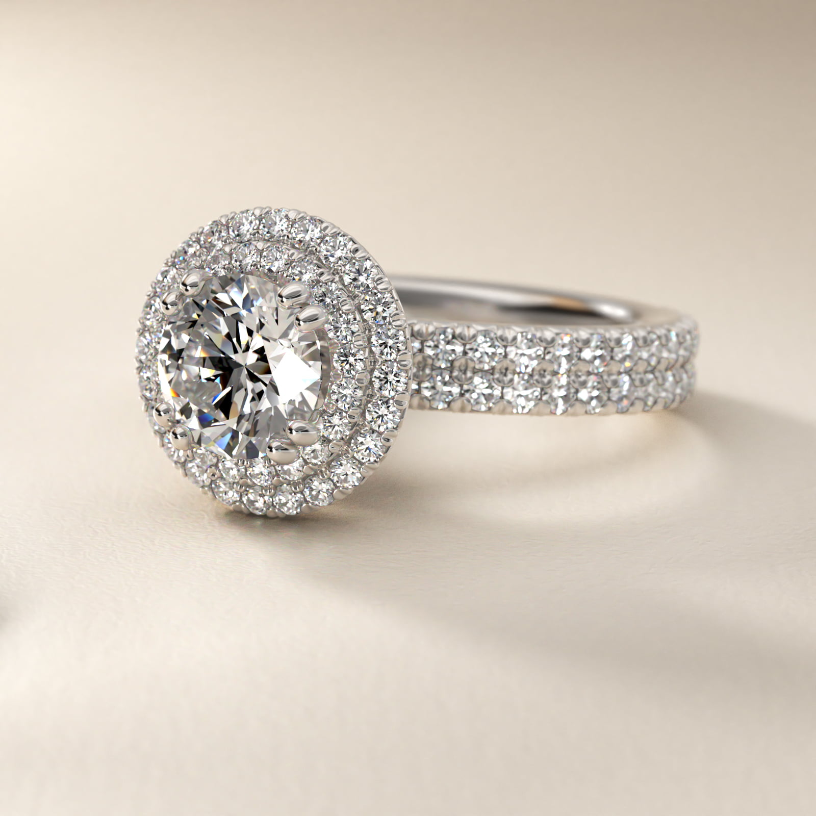 Blue Nile Studio Double Halo Gala Diamond Engagement Ring in Platinum (7/8 ct. tw.)