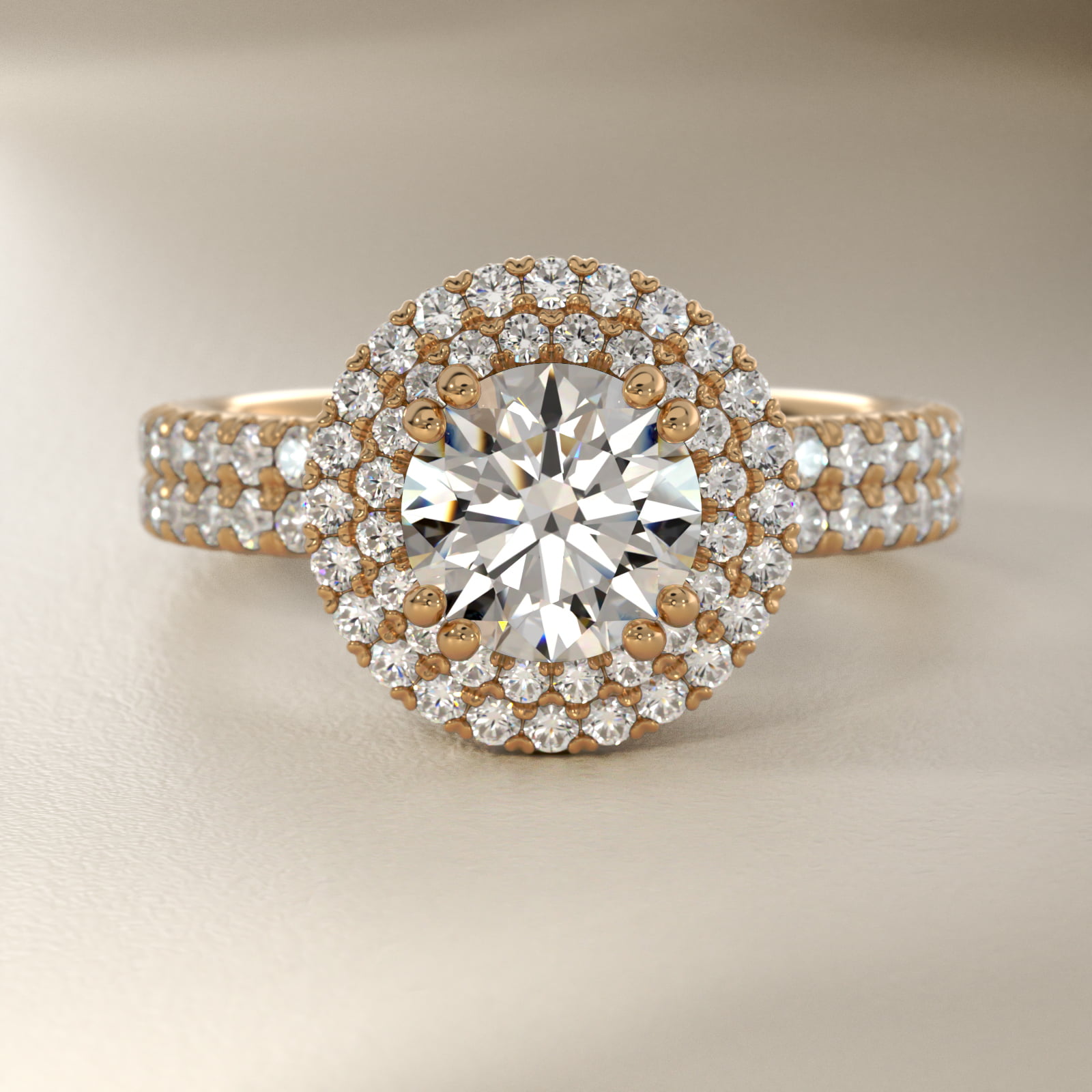 Blue Nile Studio Double Halo Gala Diamond Engagement Ring in 14K Yellow Gold (7/8 ct. tw.)