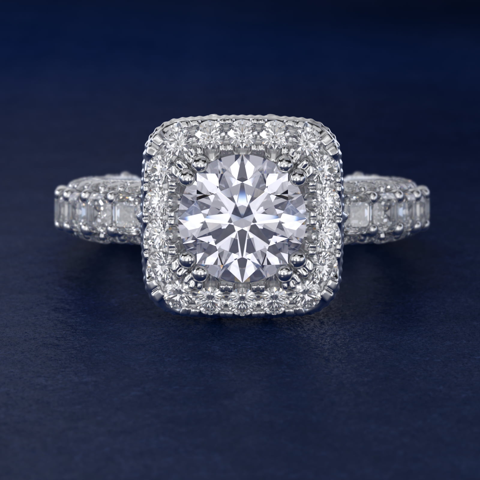Bella Vaughan for Blue Nile Grandeur Cushion Halo Diamond Engagement Ring in Platinum (2 ct. tw.)
