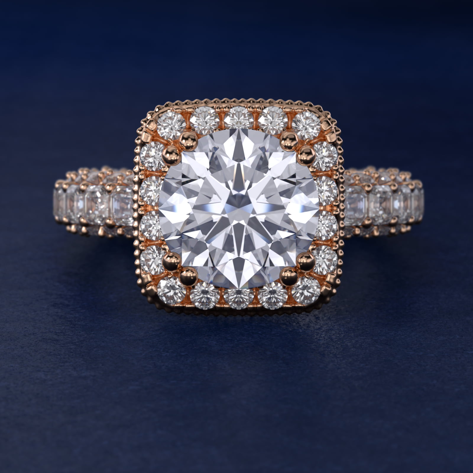 Bella Vaughan for Blue Nile Grandeur Cushion Halo Diamond Engagement Ring in 14k Rose Gold (2 ct. tw.)