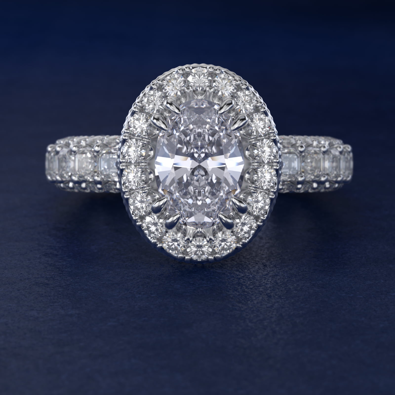 Bella Vaughan  for Blue Nile Grandeur Oval Halo Diamond Engagement Ring in Platinum (2 ct. tw.)