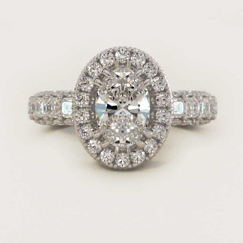 Bella Vaughan  for Blue Nile Grandeur Oval Halo Diamond Engagement Ring in 14k White Gold (2 ct. tw.)
