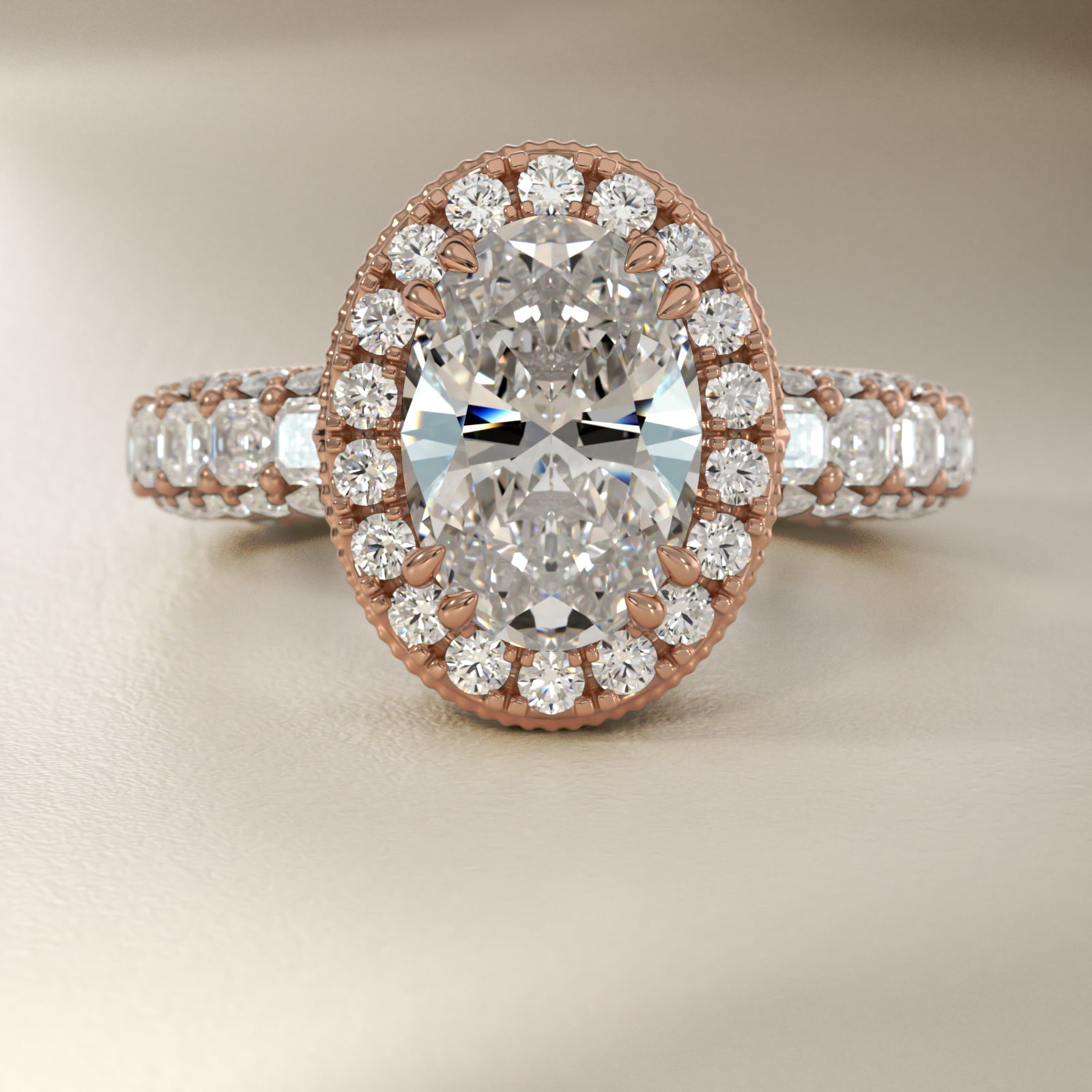Bella Vaughan for Blue Nile Grandeur Oval Halo Diamond Engagement Ring in 14k Rose Gold (2 ct. tw.)
