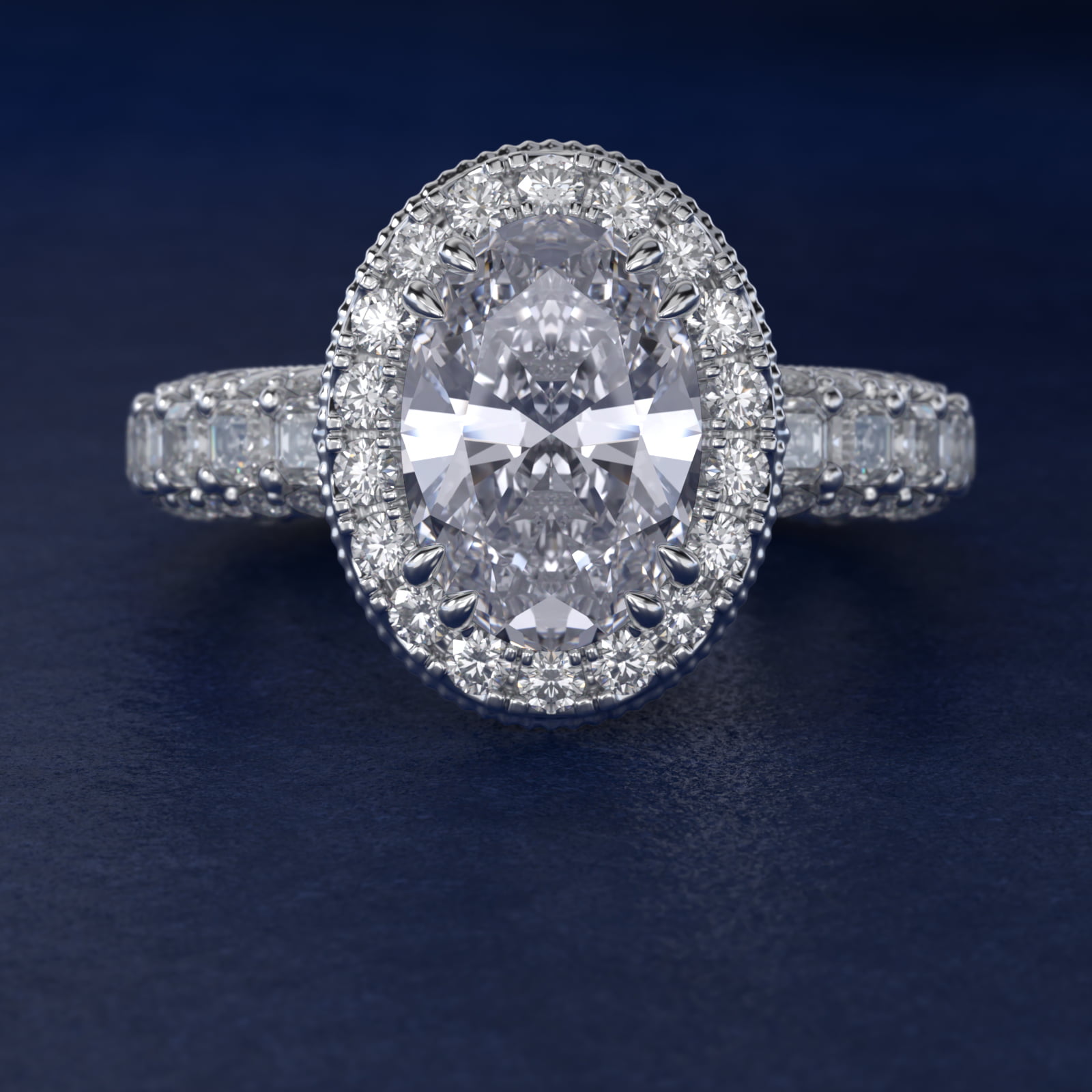 Bella Vaughan for Blue Nile Grandeur Oval Halo Diamond Engagement Ring in Platinum (2 ct. tw.)