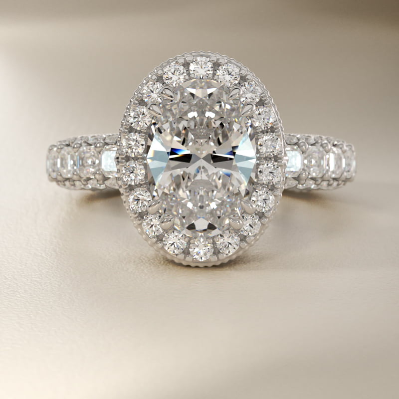 Bella Vaughan  for Blue Nile Grandeur Oval Halo Diamond Engagement Ring in 14k White Gold (2 ct. tw.)