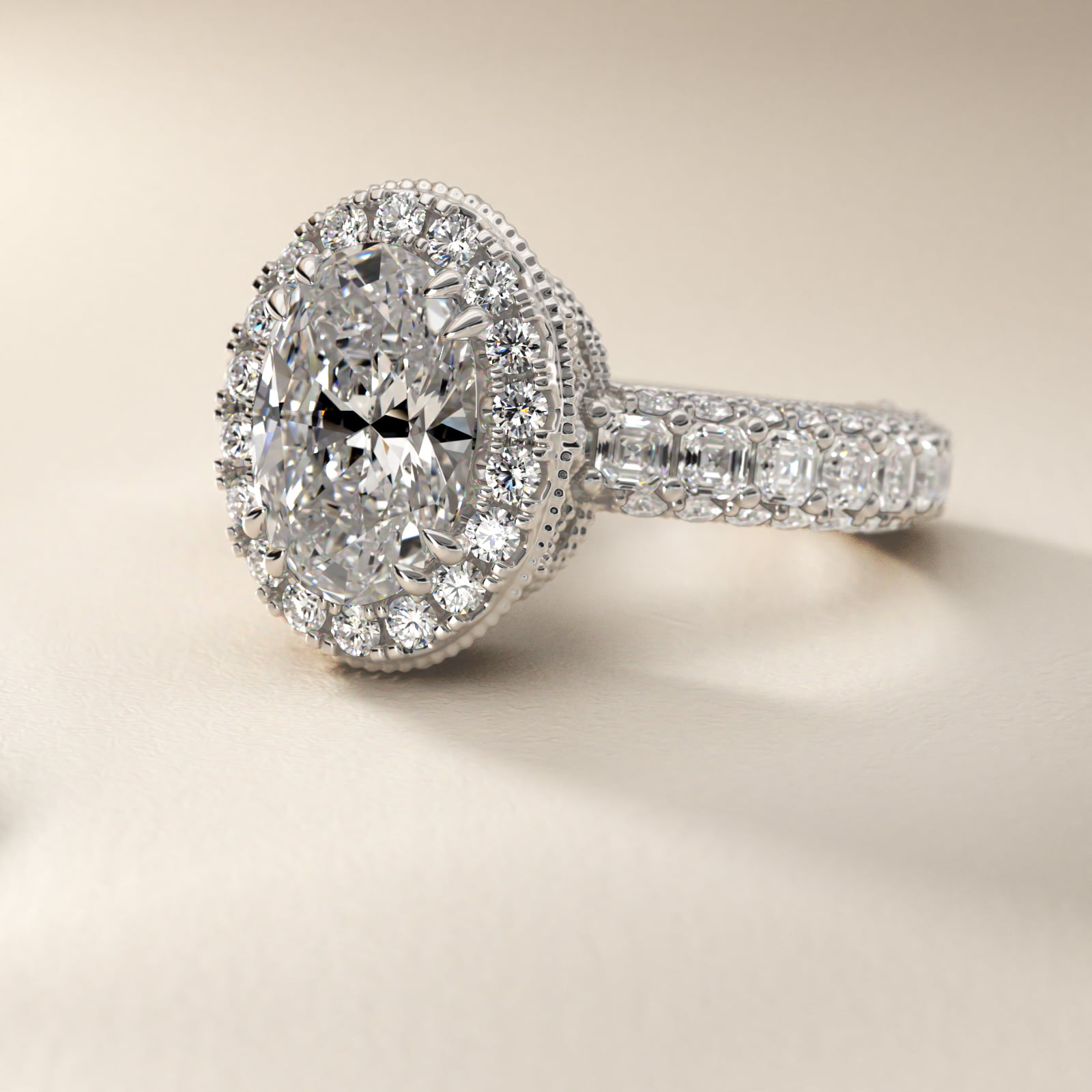 Bella Vaughan  for Blue Nile Grandeur Oval Halo Diamond Engagement Ring in 14k White Gold (2 ct. tw.)