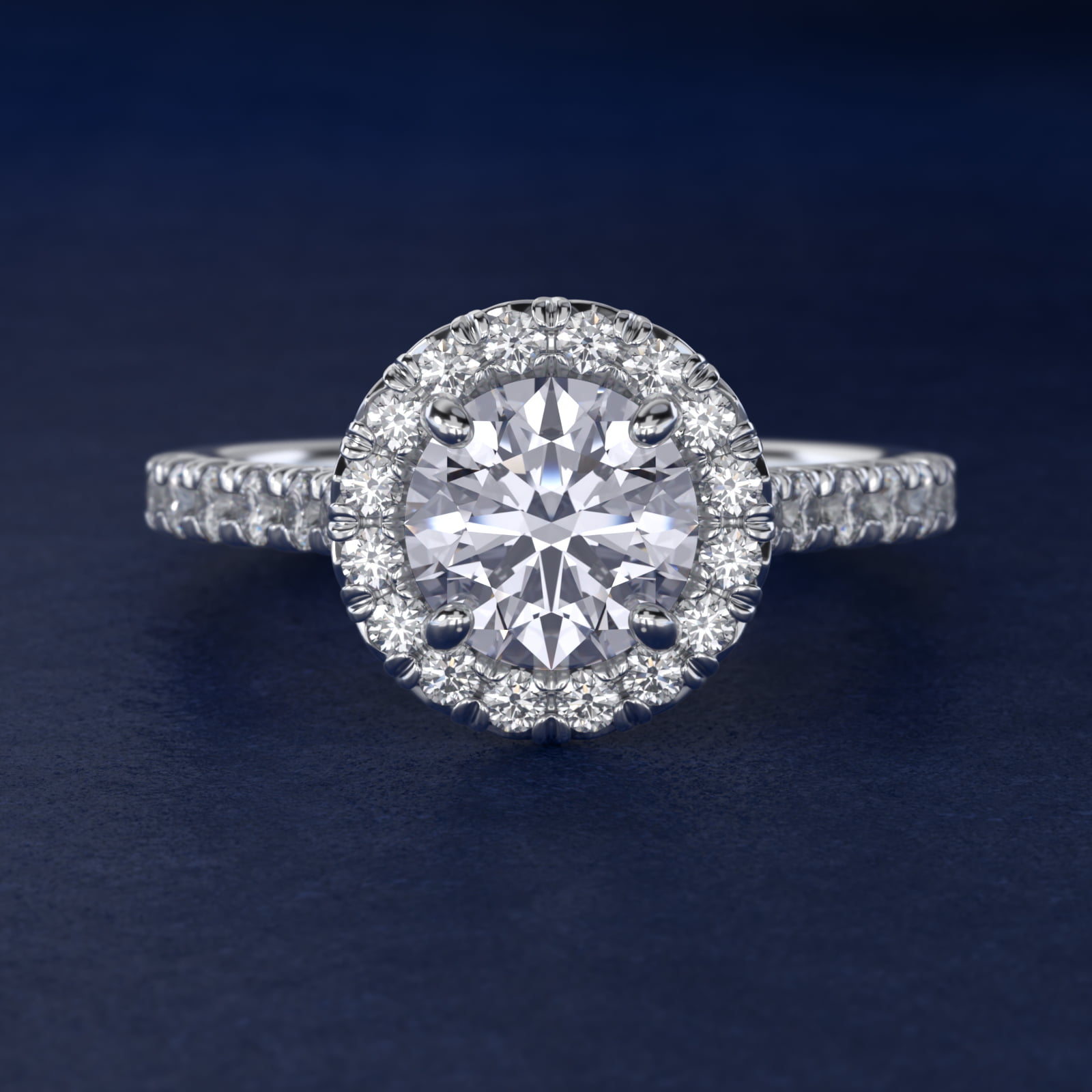 French Pavé Diamond Halo Engagement Ring in Platinum (1/2 ct. tw.)