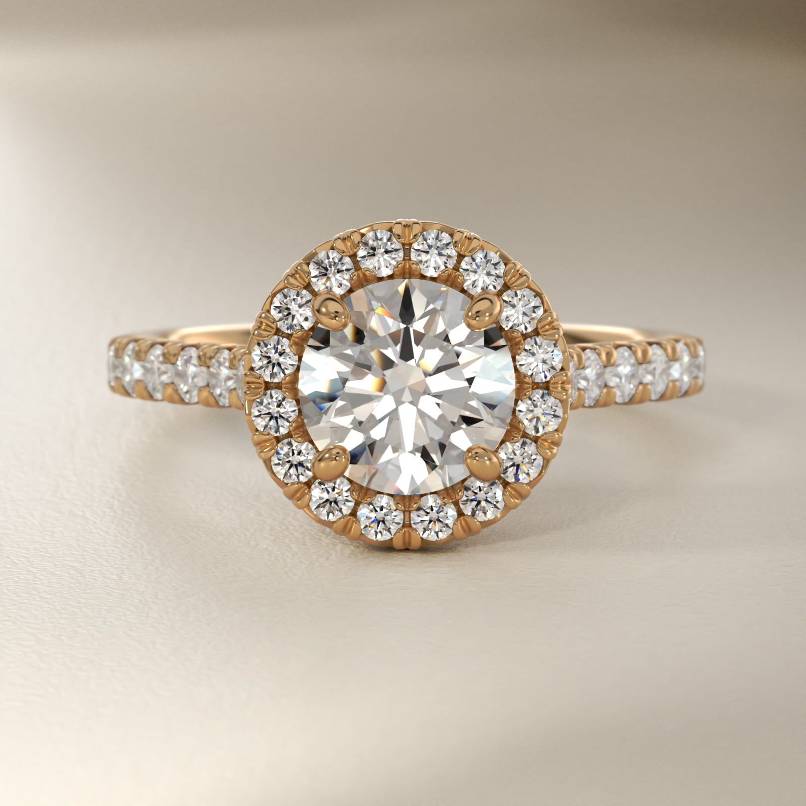 French Pavé Diamond Halo Engagement Ring in 14K Yellow Gold (1/2 ct. tw.)