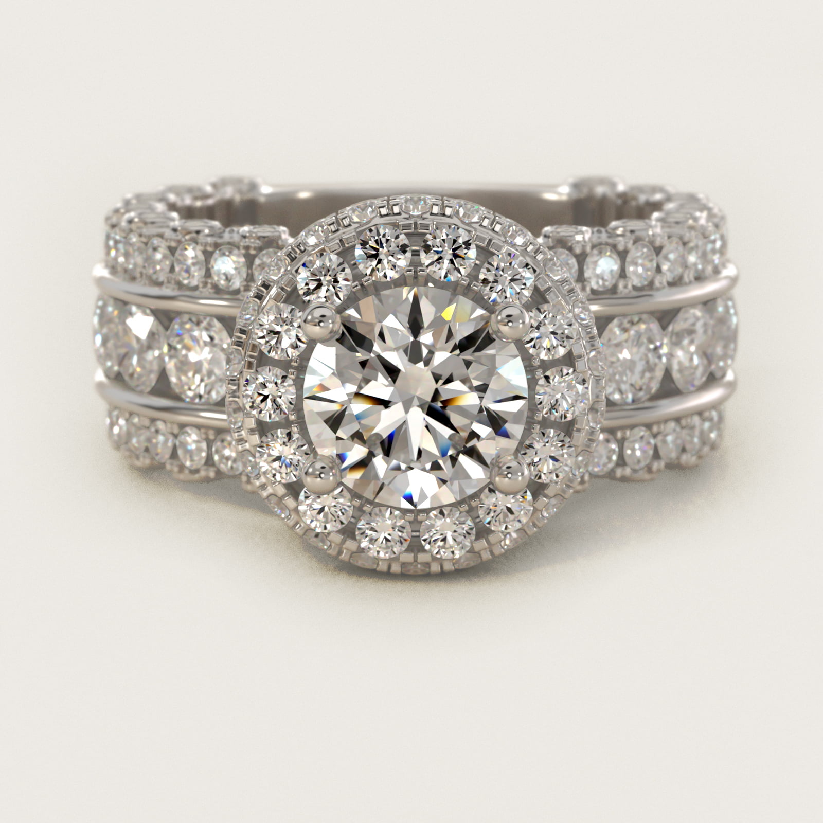 Bella Vaughan for Blue Nile Sophia Triple Row Diamond Rollover Halo in Platinum (2.95 ct. tw.)