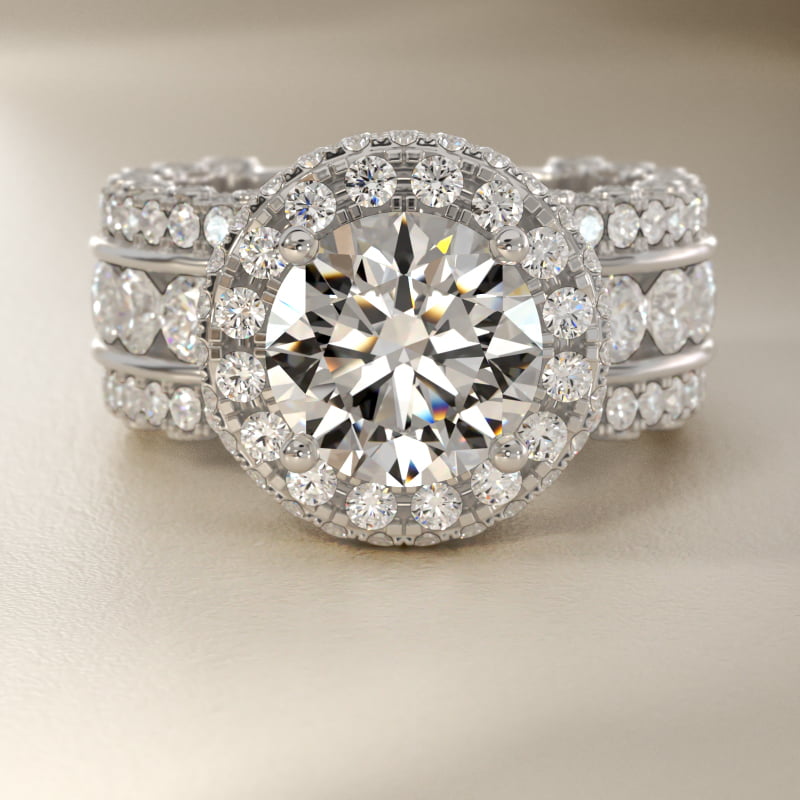 Bella Vaughan for Blue Nile Sophia Triple Row Diamond Rollover Halo in Platinum (2.95 ct. tw.)