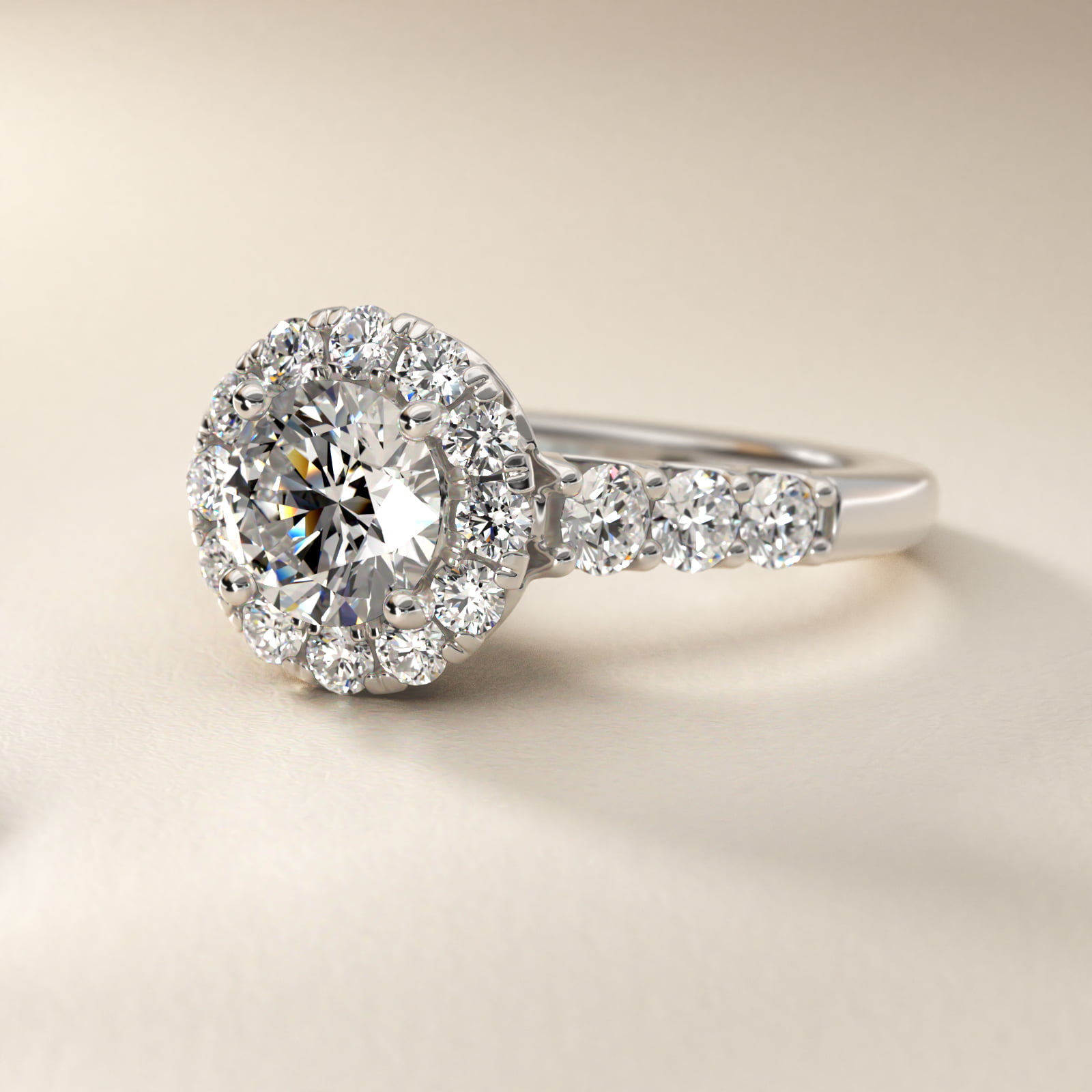Royal Crown Halo Diamond Engagement Ring in Platinum