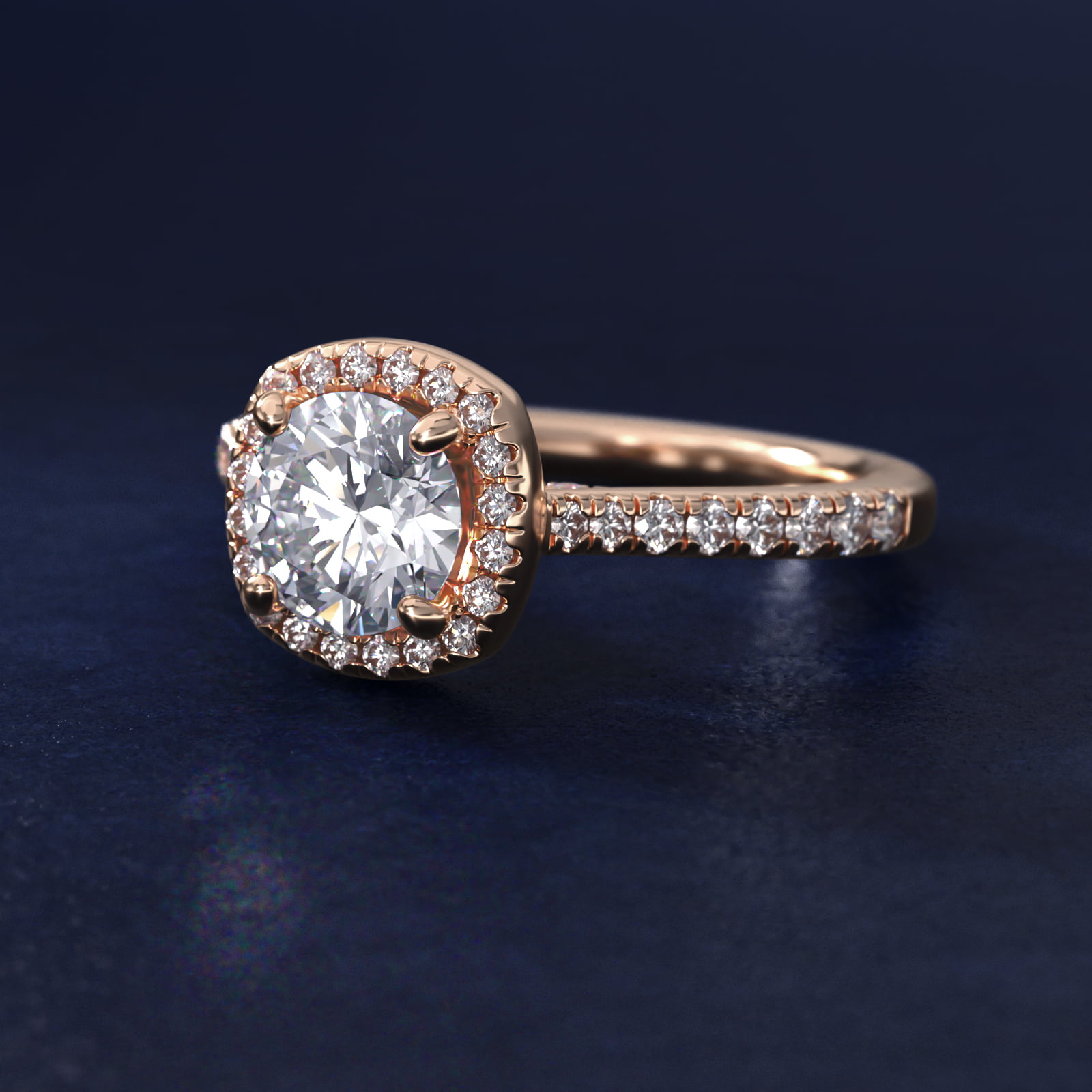 Halo Diamond Bridge Engagement Ring in 14k Rose Gold (1/3 ct. tw.)