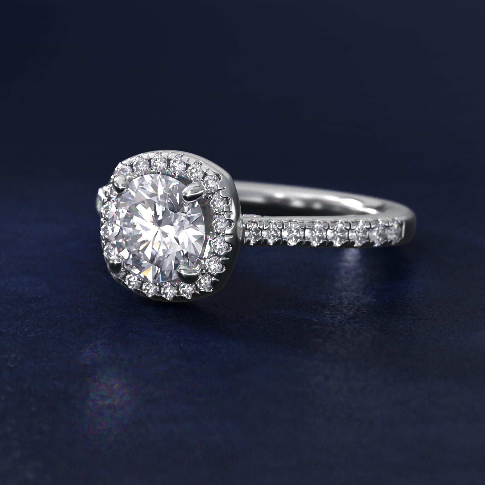Halo Diamond Bridge Engagement Ring in 18k White Gold (1/3 ct. tw.)
