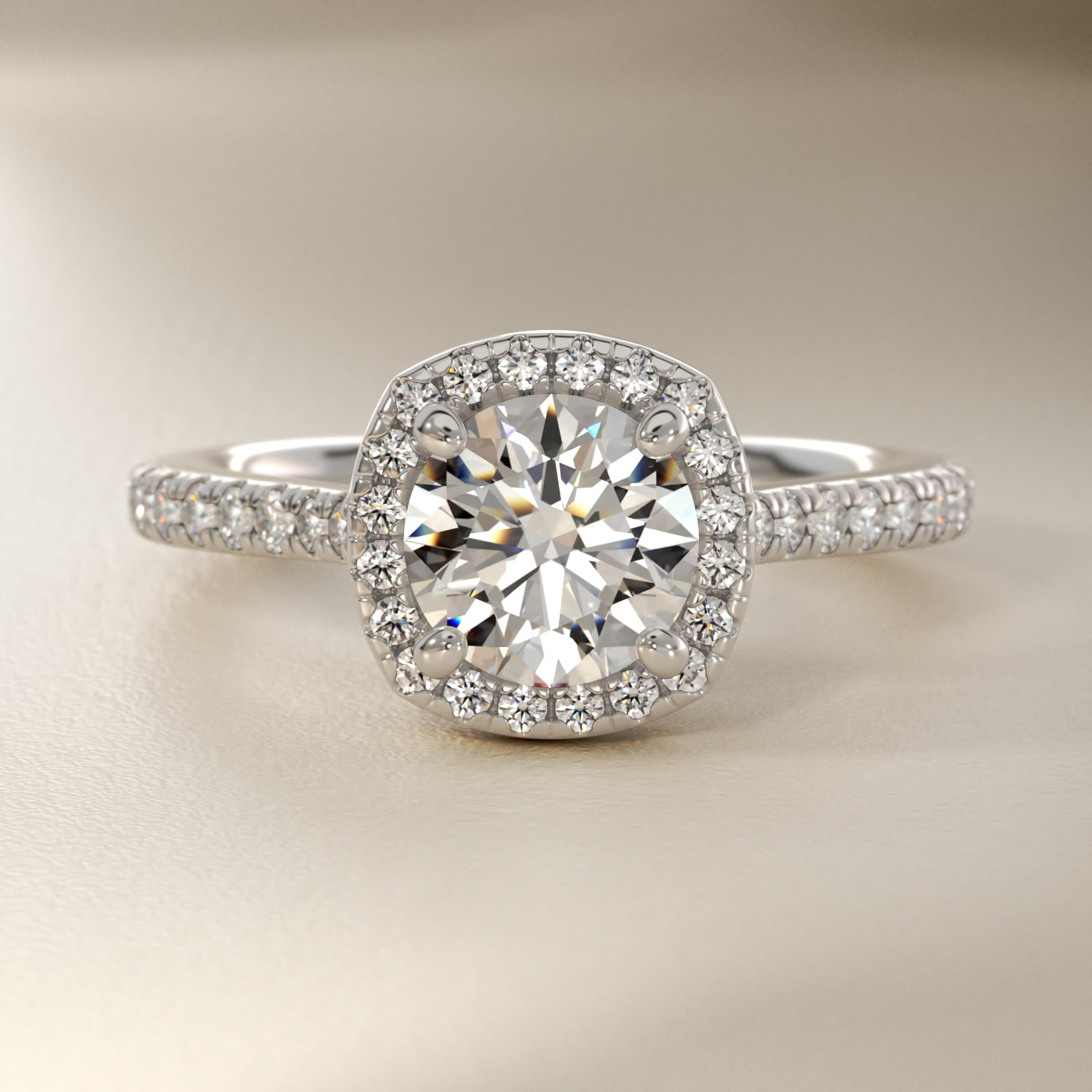 Halo Diamond Bridge Engagement Ring in Platinum (1/3 ct. tw.)