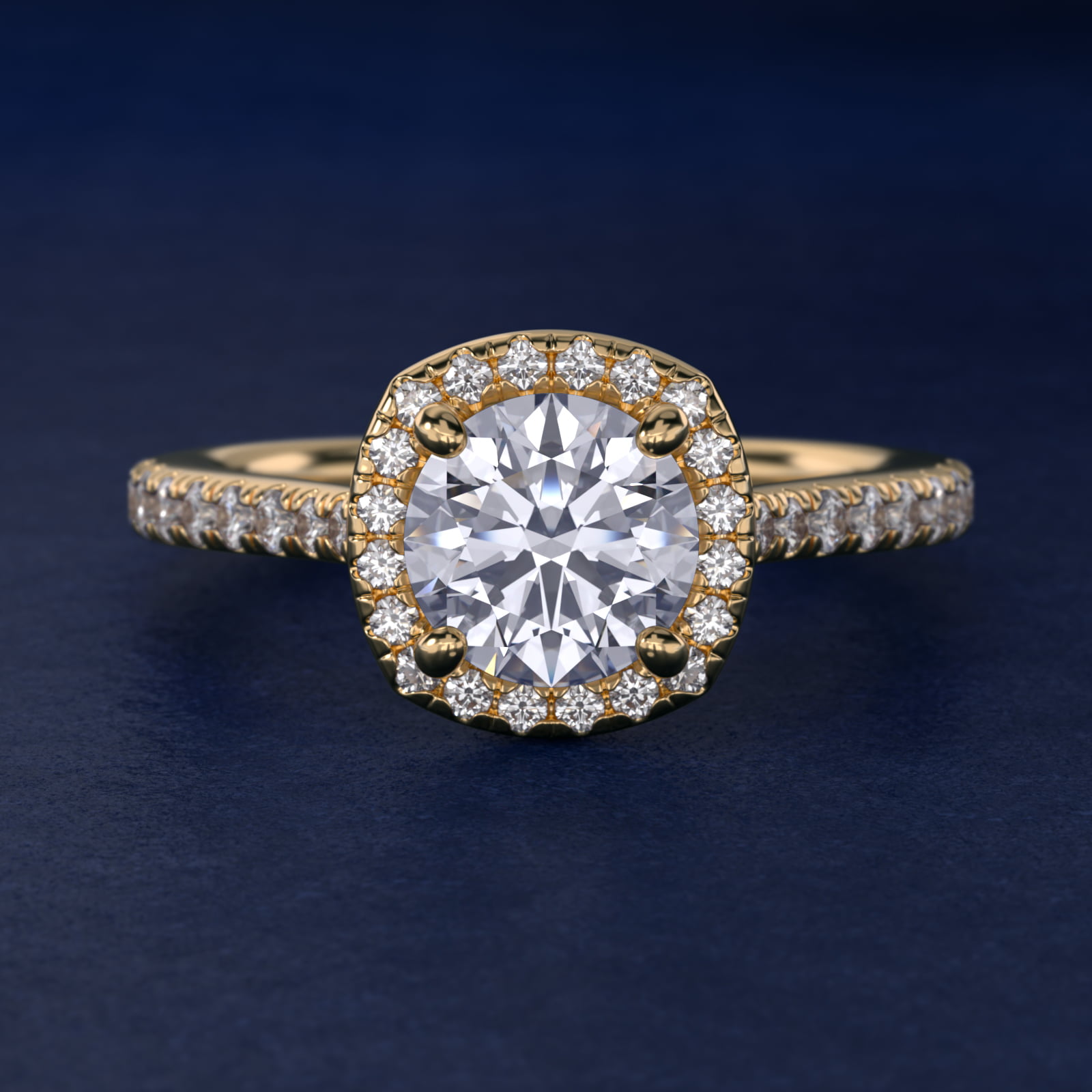 Halo Diamond Bridge Engagement Ring in 18k Yellow Gold (1/3 ct. tw.)