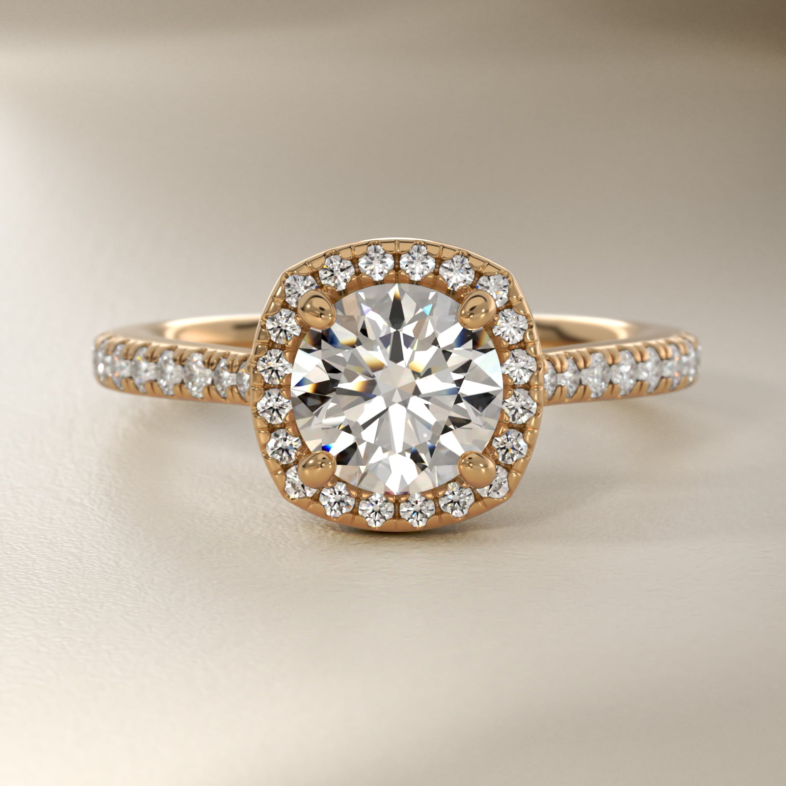 Halo Diamond Bridge Engagement Ring in 14k Yellow Gold (1/3 ct. tw.)