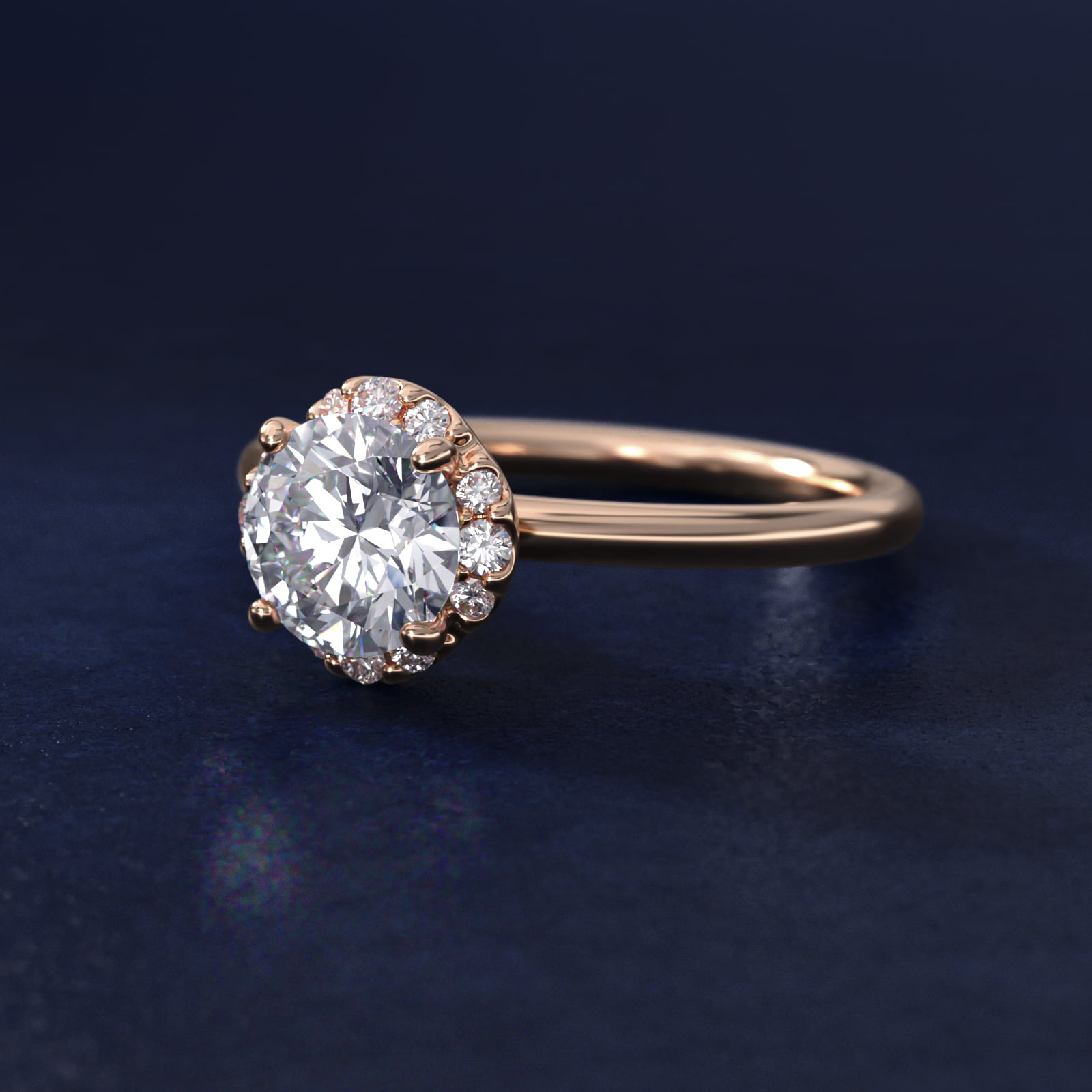 Petite Floral Halo Diamond Engagement Ring in 14k Rose Gold (1/10 ct. tw.)