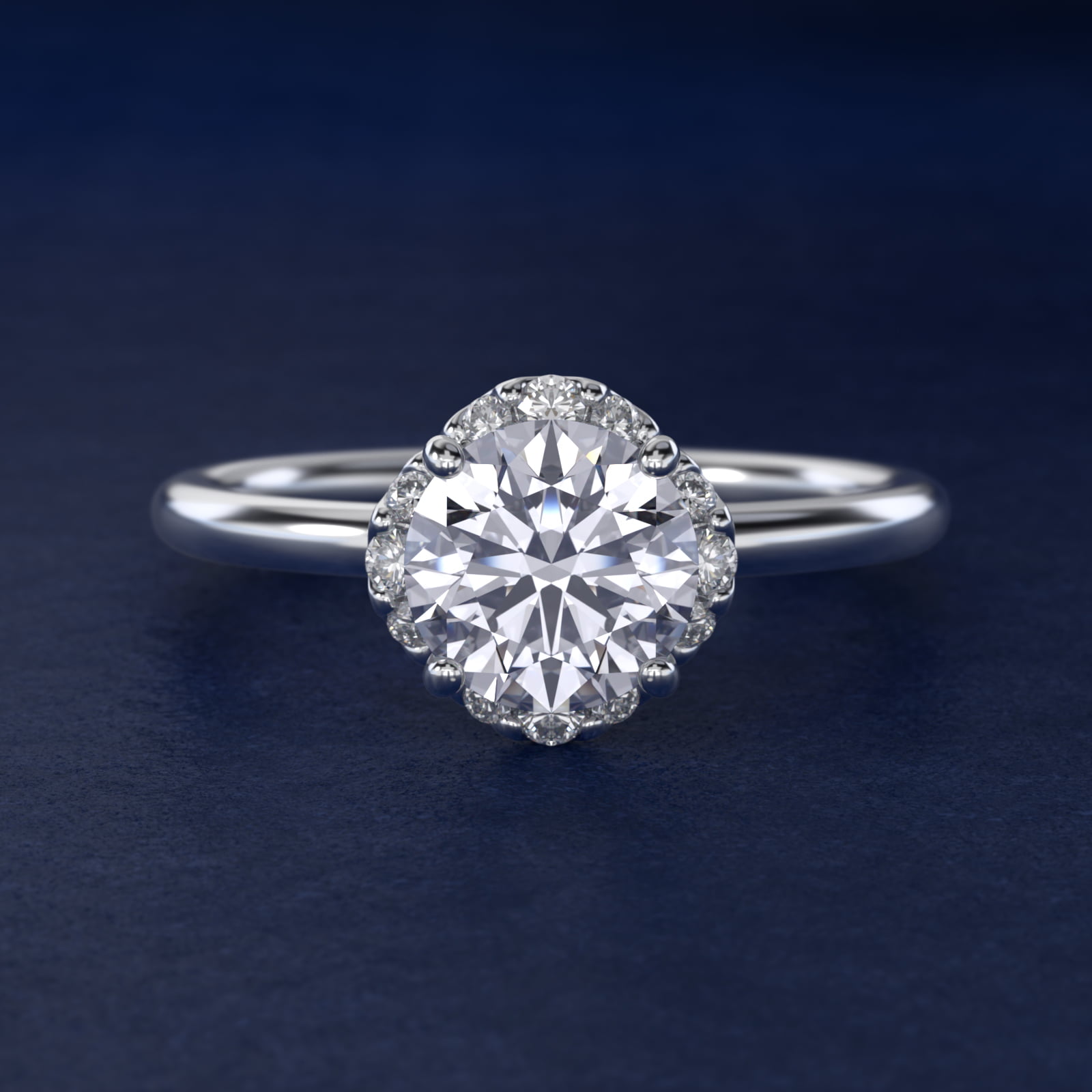 Petite Floral Halo Diamond Engagement Ring in Platinum (1/10 ct. tw.)