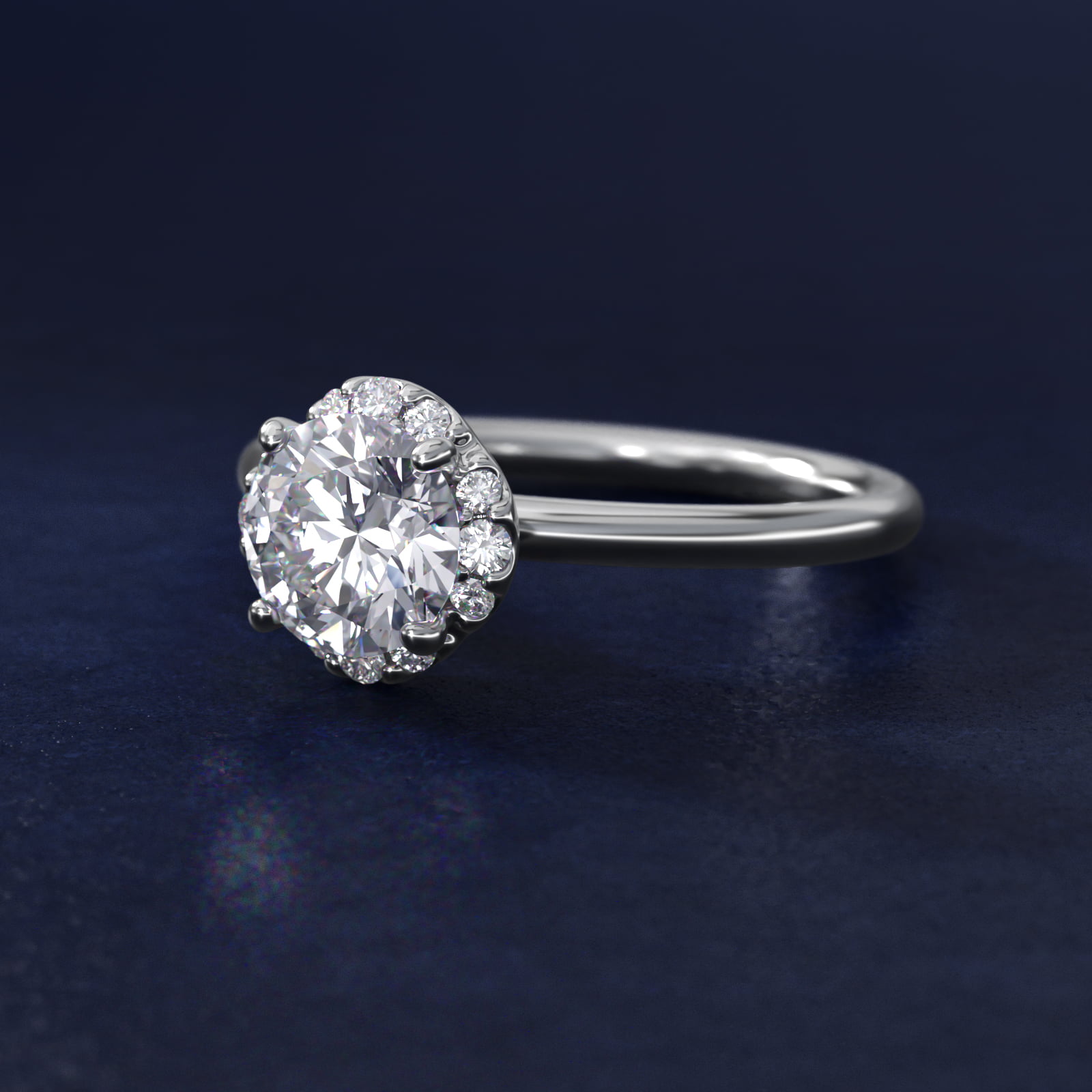 Petite Floral Halo Diamond Engagement Ring in 18k White Gold (1/10 ct. tw.)